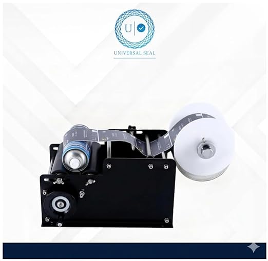 UNIVERSAL SEAL Manual Round Bottle Labeling Machine | 20–100 mm Diameter | Table-Top Manual Sticker Label Applicator for Bottles, Jars & Containers - Image 2