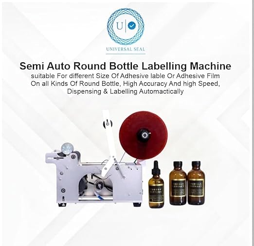 UNIVERSAL SEAL MT-50 Semi-Automatic Round Bottle Labeling Machine | High-Precision Label Applicator for Glass & Plastic Bottles | Efficient Bottle Lab - Image 4