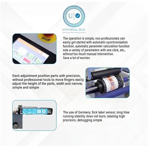 UNIVERSAL SEAL MT-50 Semi-Automatic Round Bottle Labeling Machine | High-Precision Label Applicator for Glass & Plastic Bottles | Efficient Bottle Lab - Image 5