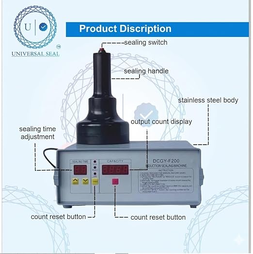 UNIVERSAL SEAL DCGY-F200 Portable Induction Sealer | 20–80mm Cap Foil Sealing Machine | Heavy-Duty Bottle Cap Sealer for Leak-Proof & Tamper-Evident P - Image 3
