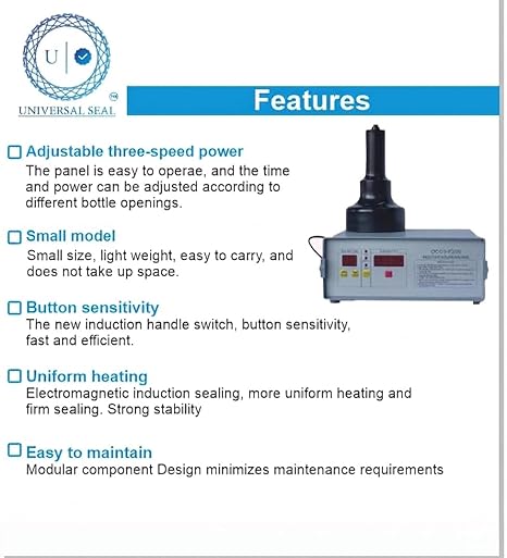 UNIVERSAL SEAL DCGY-F200 Portable Induction Sealer | 20–80mm Cap Foil Sealing Machine | Heavy-Duty Bottle Cap Sealer for Leak-Proof & Tamper-Evident P - Image 5