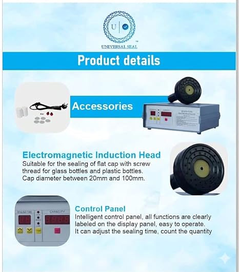 UNIVERSAL SEAL DCGY-F200 Portable Induction Sealer | 20–80mm Cap Foil Sealing Machine | Heavy-Duty Bottle Cap Sealer for Leak-Proof & Tamper-Evident P - Image 8