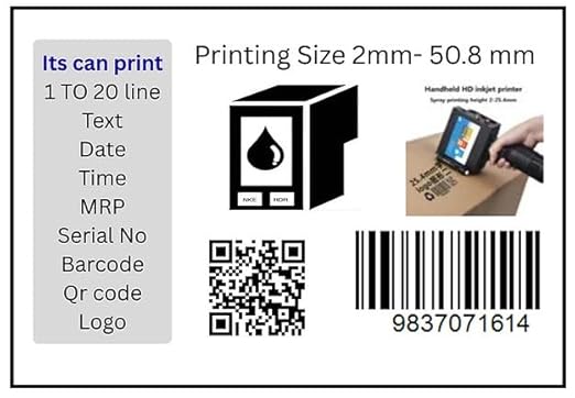 Universal Seal 50mm Handheld Thermal Inkjet Printer | Large Character Portable Coding Machine with Solvent Ink Cartridge | Prints Date, MRP, Batch, Ba - Image 4