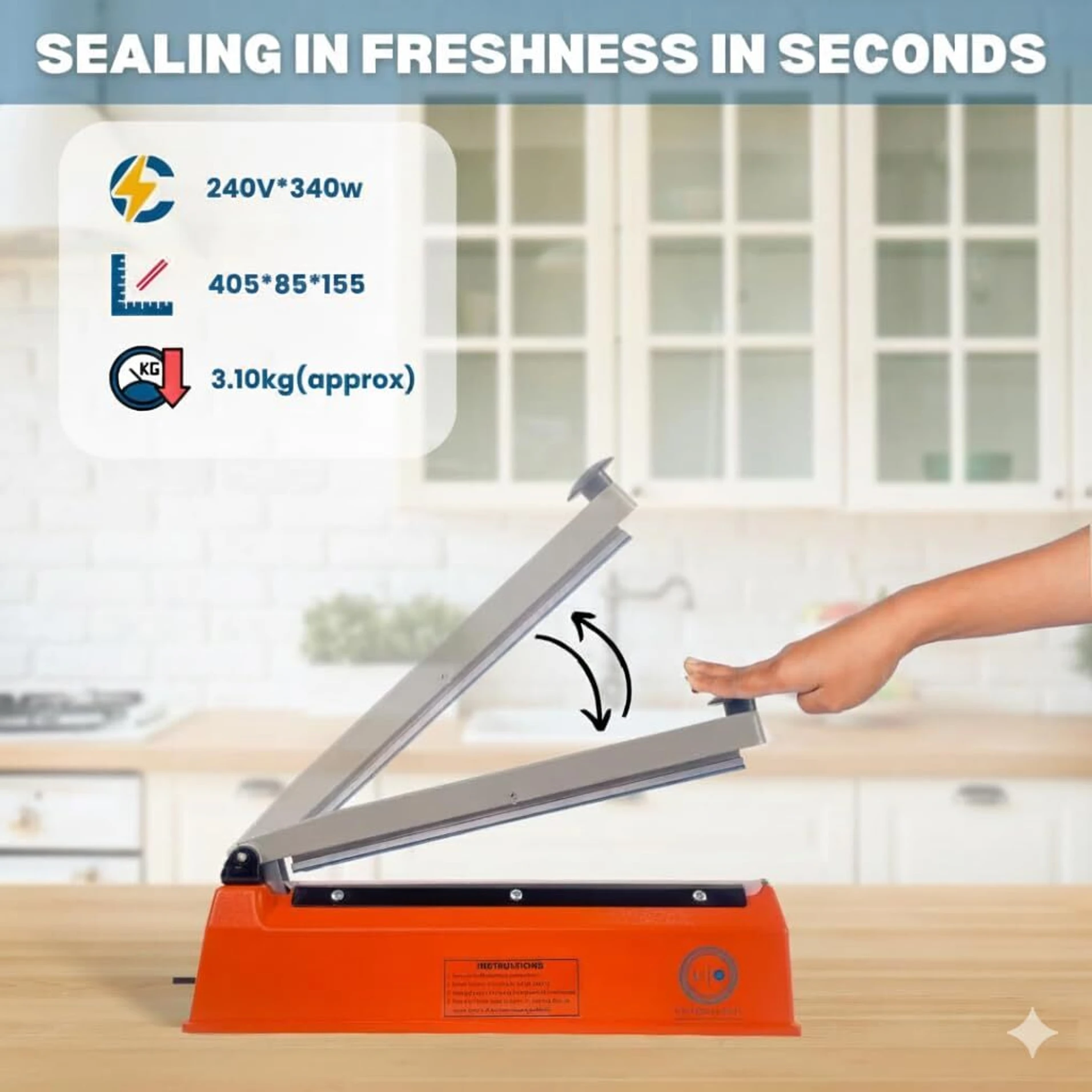 UNIVERSAL SEAL 12 Inch Impulse (Delta) Type Hand Sealer Machine for Silver, LD, PP, HM & Laminated Pouches | Manual Heat Sealing Machine for Plastic B - Image 3
