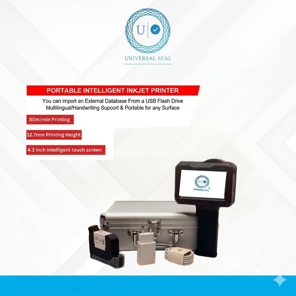 UNIVERSAL SEAL Advance 12.7mm Handheld Thermal Inkjet Printer with Inbuilt Encoder, Portable Date & Batch Coding Machine for Uneven & Curved Surfaces, - Image 2