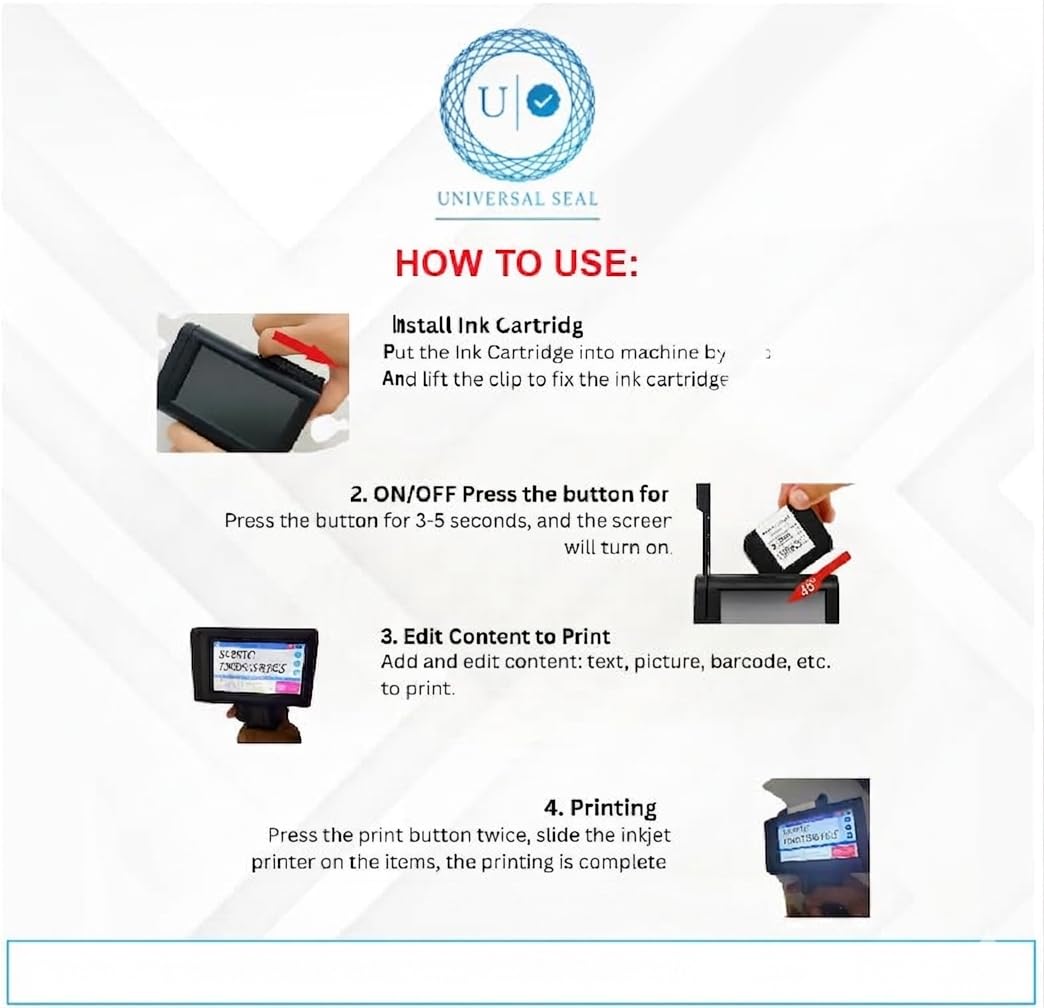 UNIVERSAL SEAL Advance 12.7mm Handheld Thermal Inkjet Printer with Inbuilt Encoder, Portable Date & Batch Coding Machine for Uneven & Curved Surfaces, - Image 6