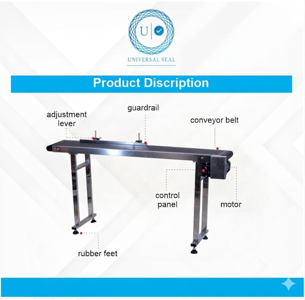 UNIVERSAL SEAL DX200 Batch Coding Conveyor 8-Inch Width | Industrial Coding Conveyor Belt for Inkjet, TIJ & Batch Coding Machines | Adjustable Speed H - Image 4