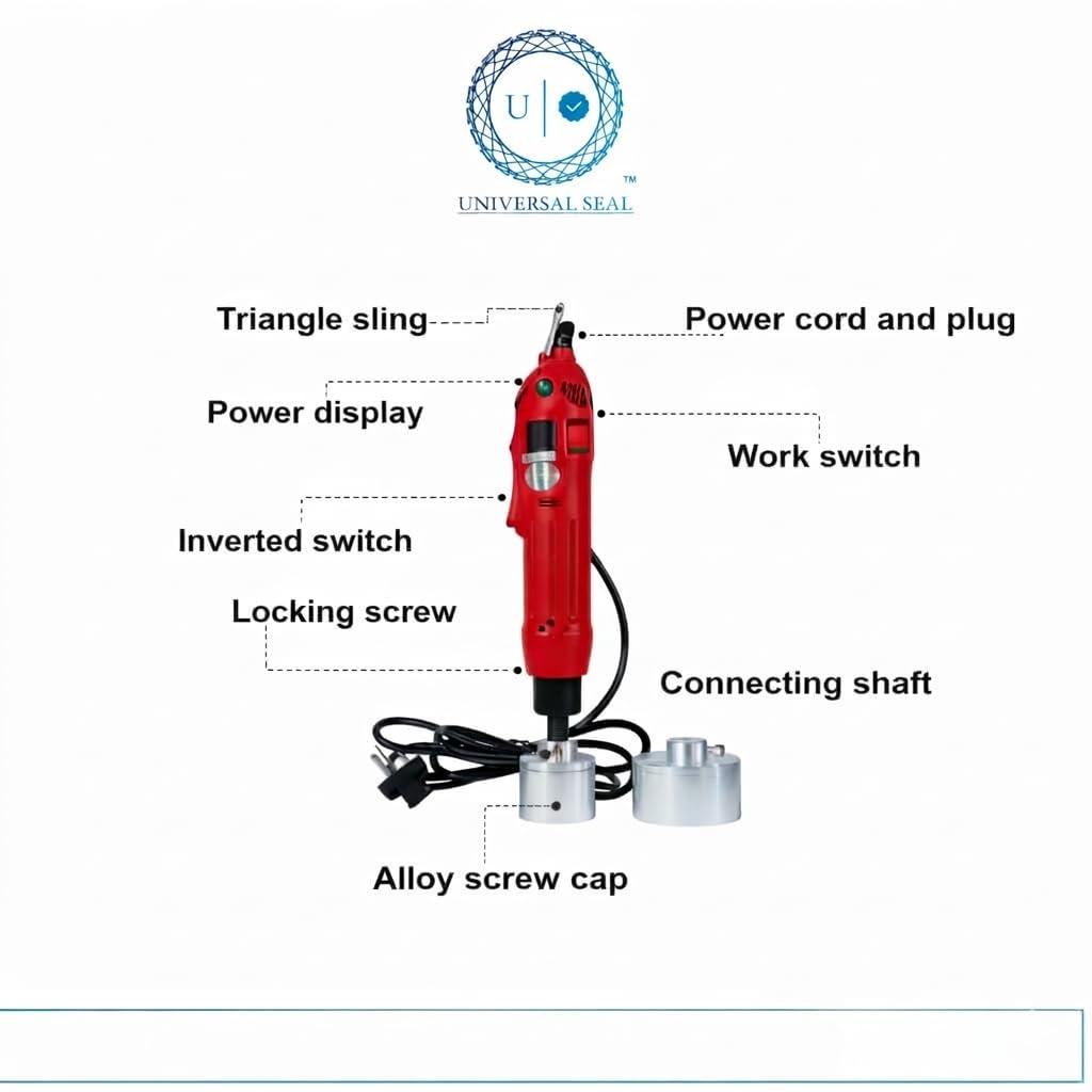 UNIVERSAL SEAL Electric Bottle Capping Machine | Portable Semi-Automatic Screw Cap Sealer | Adjustable 10–50mm Capper for Plastic & Glass Bottles - Image 3