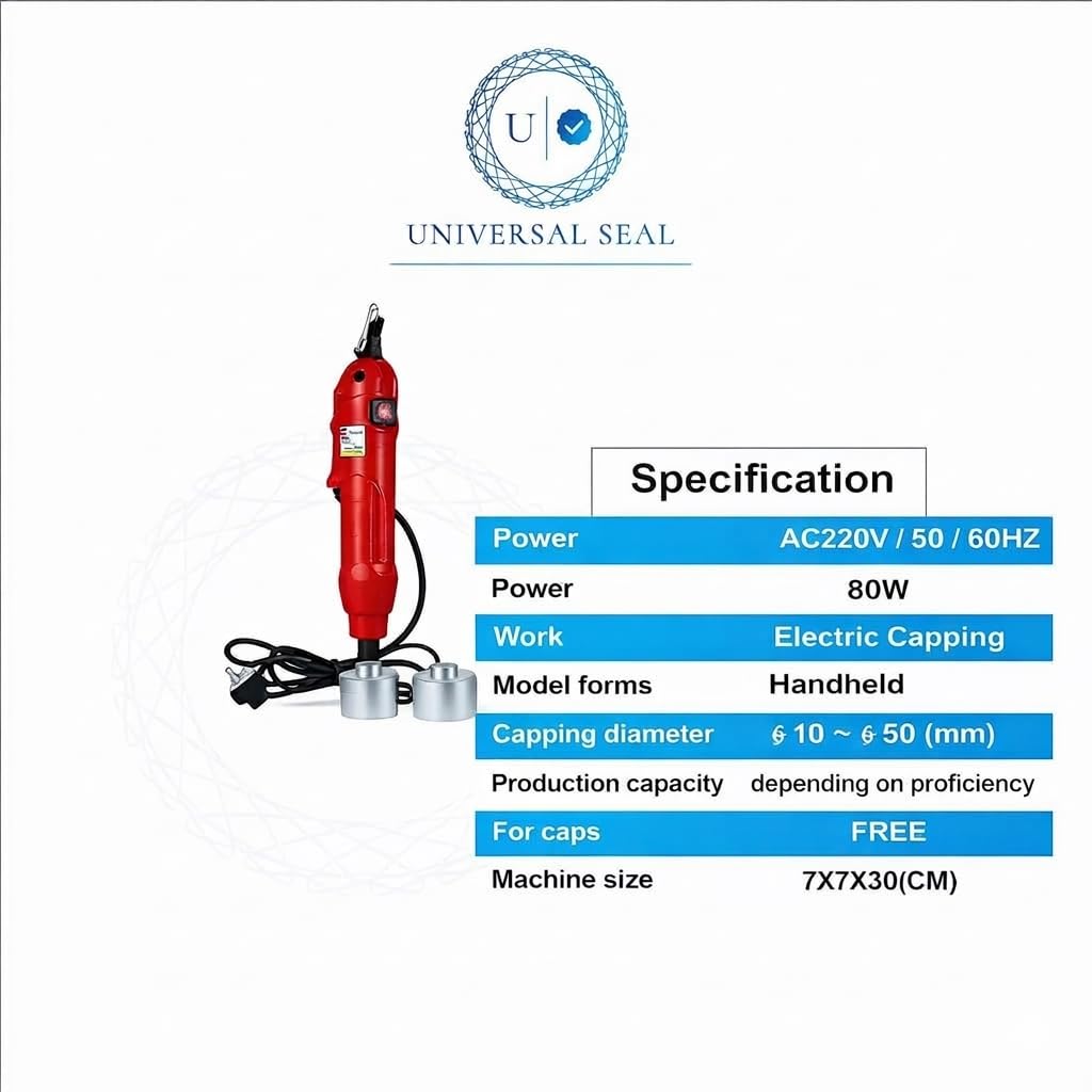 UNIVERSAL SEAL Electric Bottle Capping Machine | Portable Semi-Automatic Screw Cap Sealer | Adjustable 10–50mm Capper for Plastic & Glass Bottles - Image 4