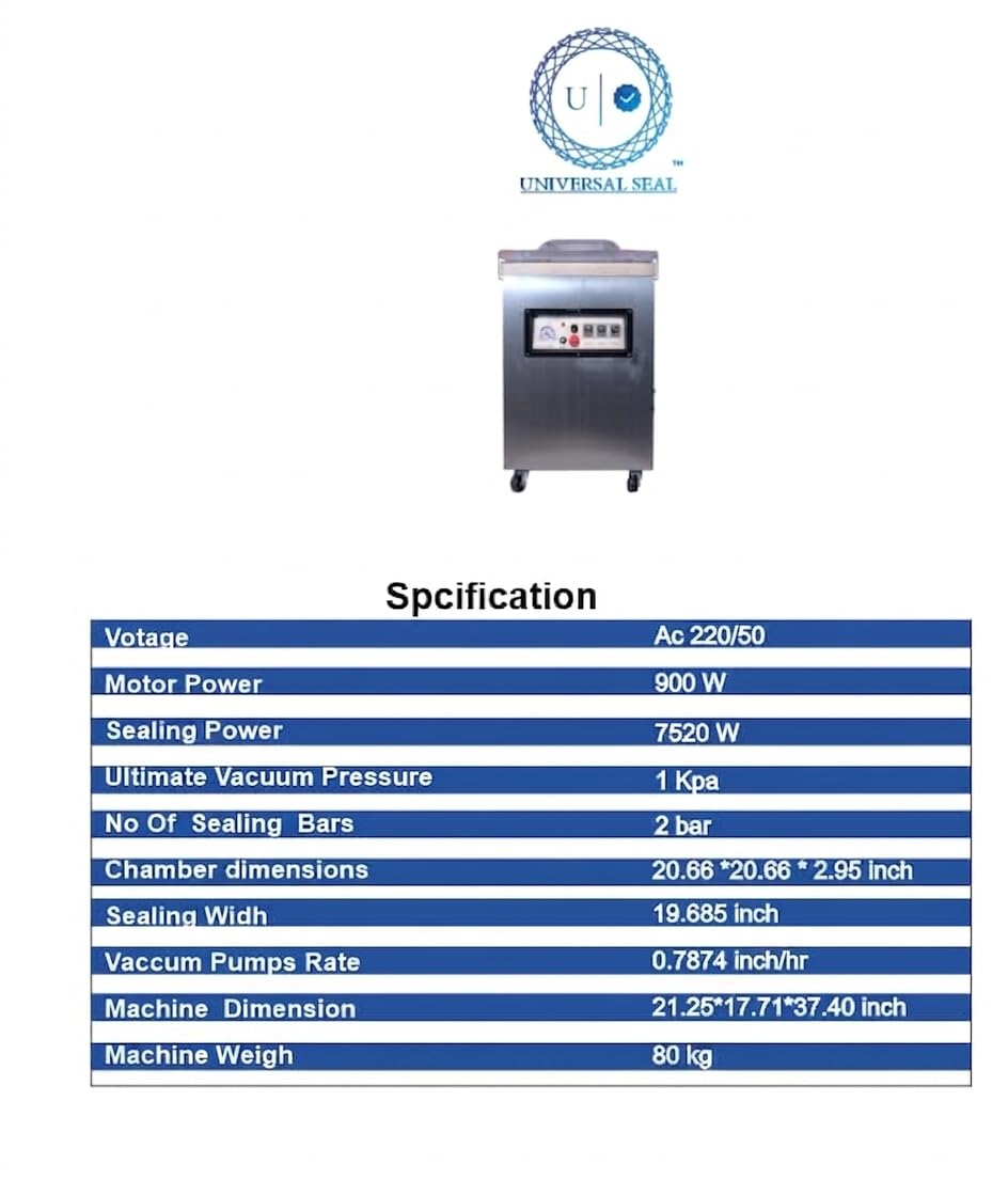 UNIVERSAL SEAL DZ500 Single Chamber Vacuum Sealer Machine | 500mm Sealing Length | Heavy Duty Industrial Vacuum Packaging Machine - Image 5