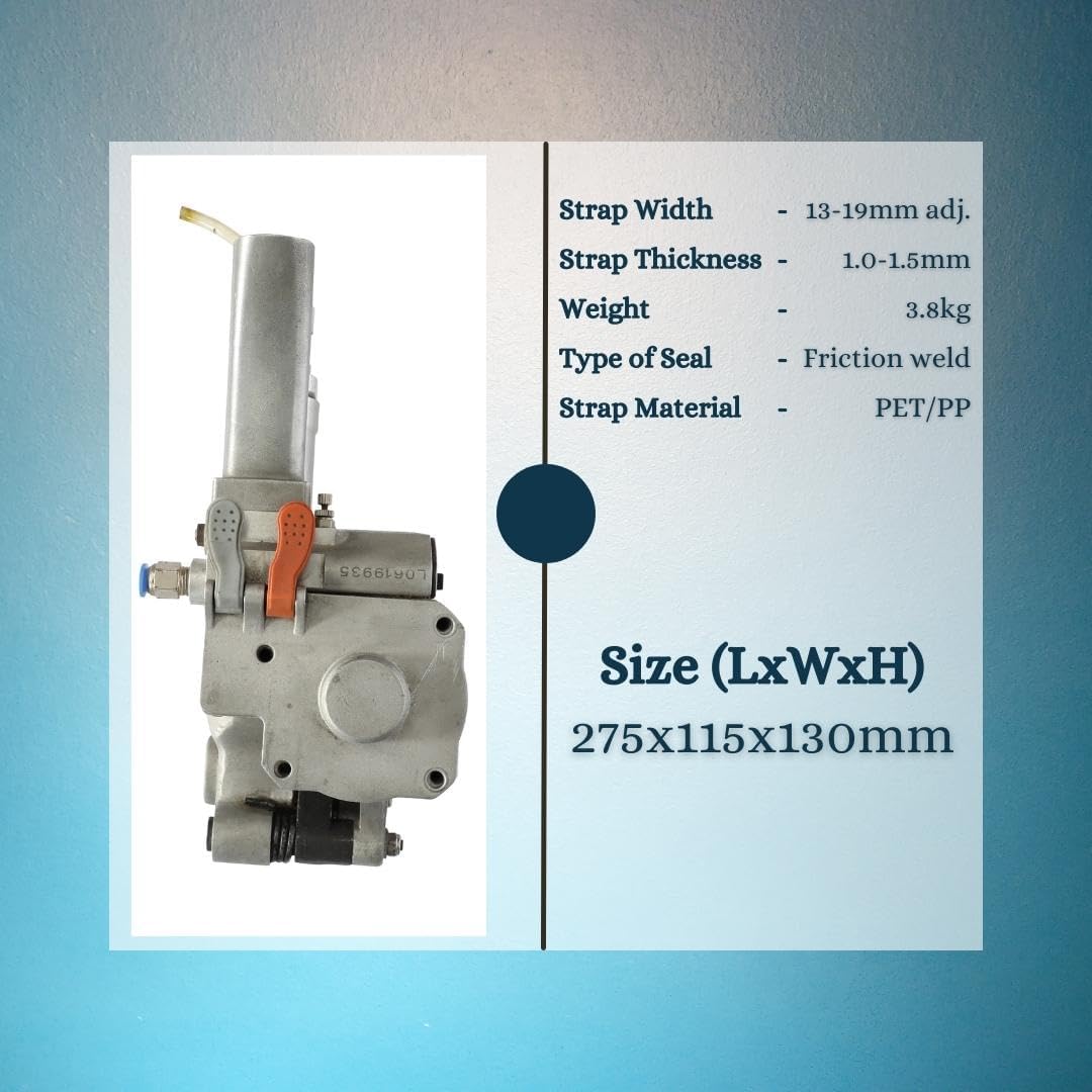 UNIVERSAL SEAL Pneumatic Strapping Tool ADQ19 for PET & PP Straps | Heavy Duty Air Powered Banding Machine for Box Packaging & Pallet Tensioning | Ind - Image 2