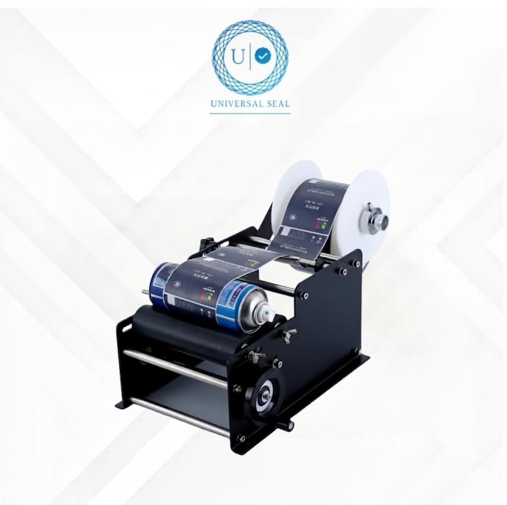 UNIVERSAL SEAL Manual Bottle Label Applicator Machine | Desktop Round Bottle Labeler for 0.98"–4.72" Bottles | 10–25 Pcs/Min Manual Label Maker for Ho - Image 2