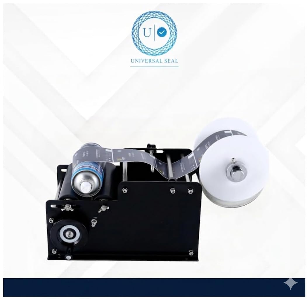 UNIVERSAL SEAL Manual Bottle Label Applicator Machine | Desktop Round Bottle Labeler for 0.98"–4.72" Bottles | 10–25 Pcs/Min Manual Label Maker for Ho - Image 3