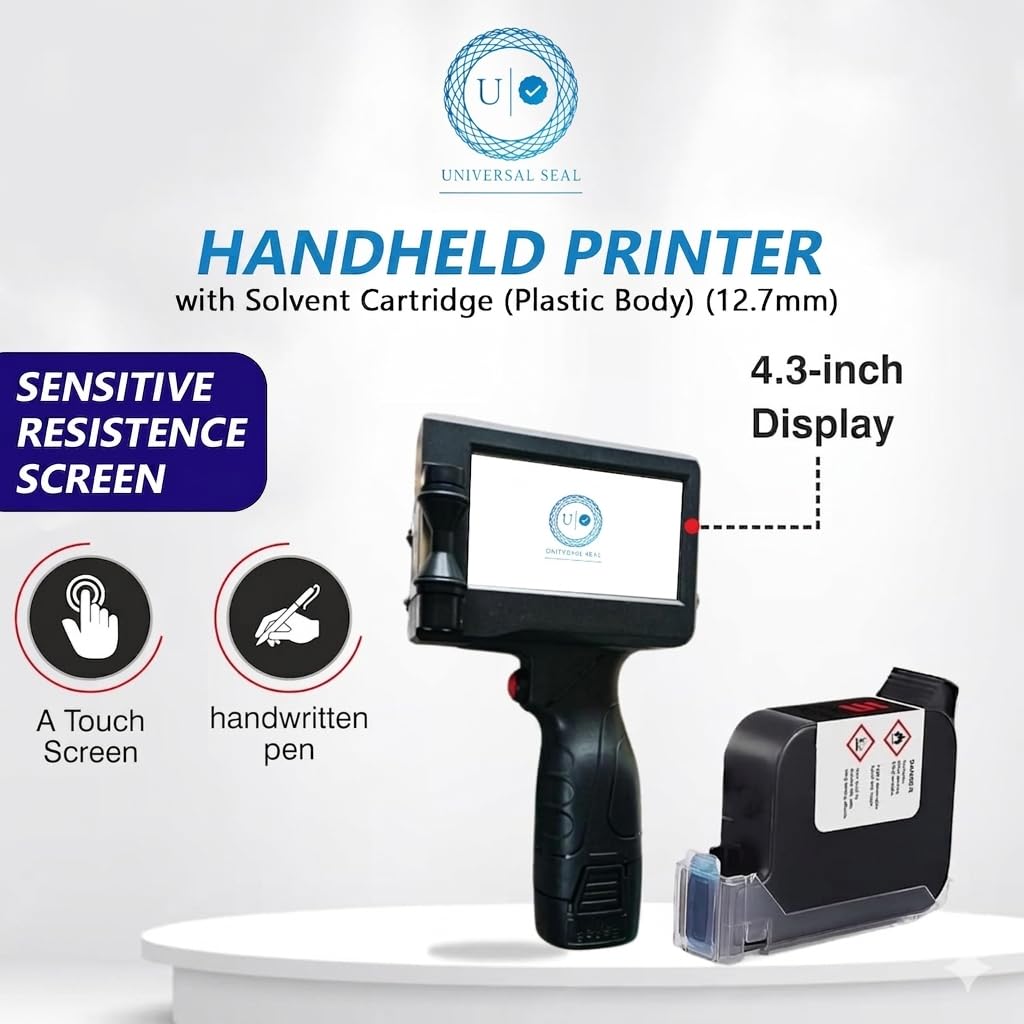 UNIVERSAL SEAL High Resolution Handheld TIJ Inkjet Printer (12.7 mm) | Logo, Expiry Date, Batch & MRP Printing Machine for Plastic, Wood & Metal – Bla - Image 6