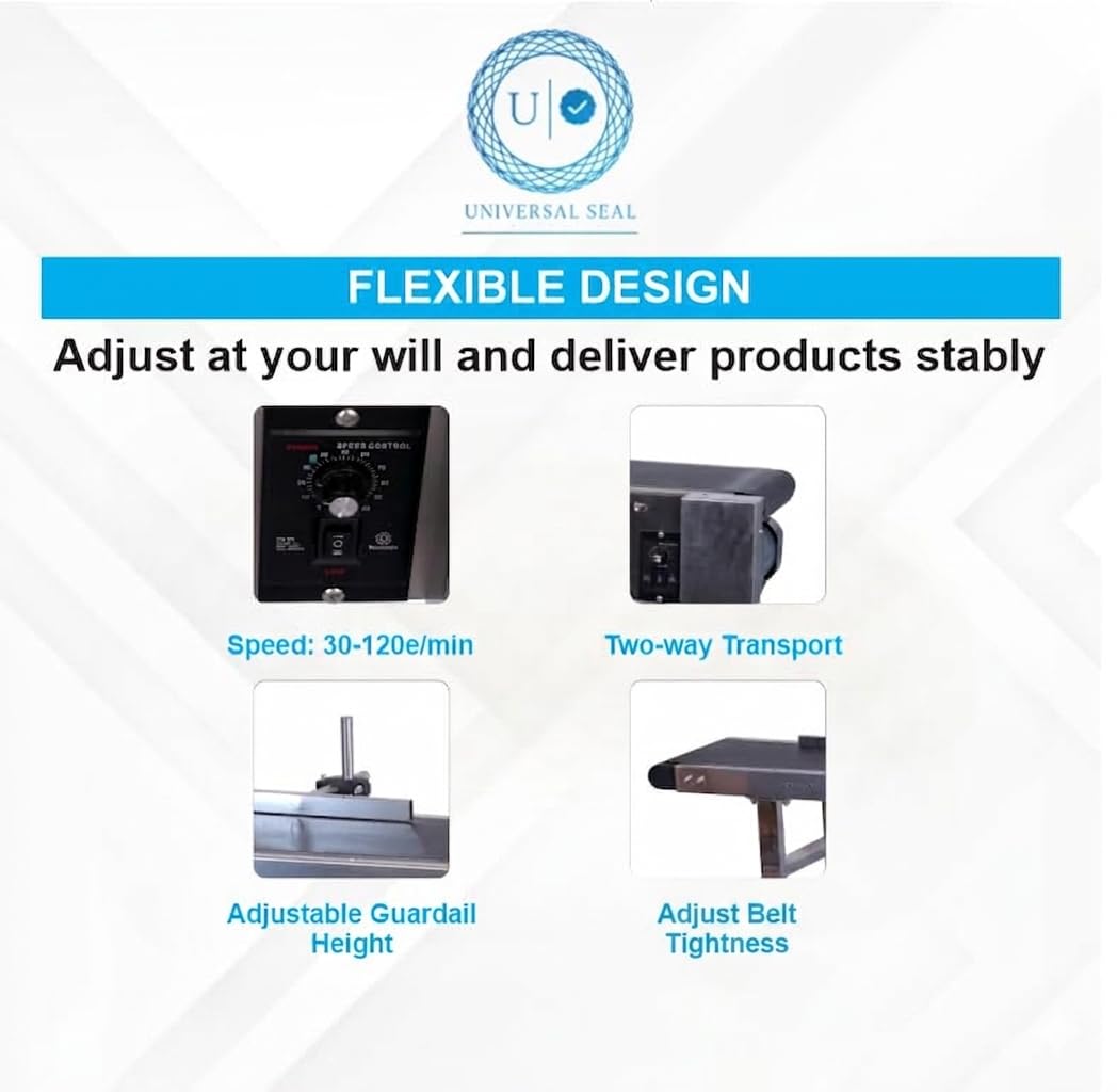 UNIVERSAL SEAL 12-Inch Batch Coding Conveyor | High-Precision Industrial Belt Conveyor for Inkjet, TIJ & Laser Marking Machines | Heavy Duty Adjustabl - Image 5