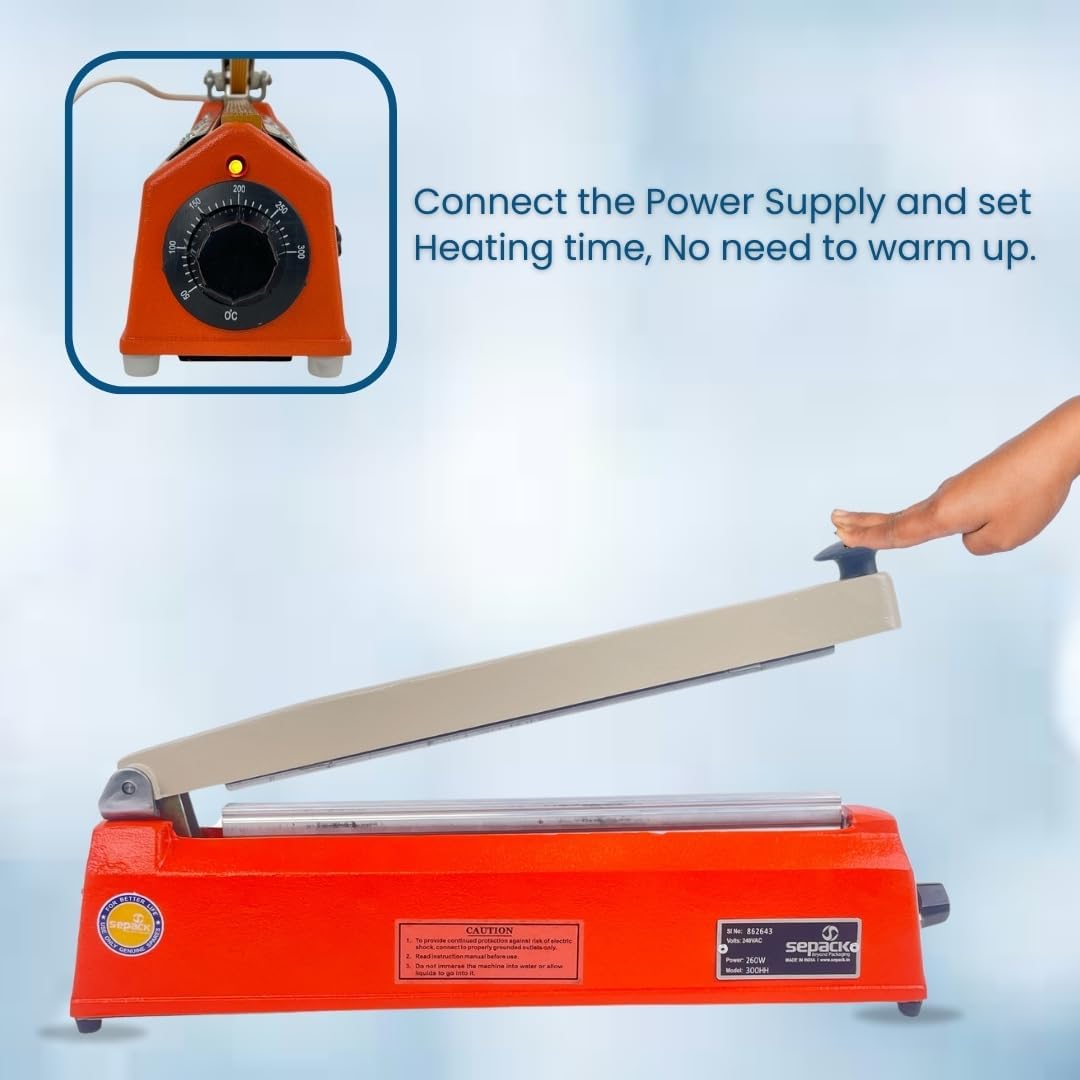 UNIVERSAL SEAL 12 Inch Hot Bar Type Hand Sealer Machine for Silver & Laminated Pouches | Portable Manual Heat Sealing Tool for Plastic Bags | Heavy Du - Image 2