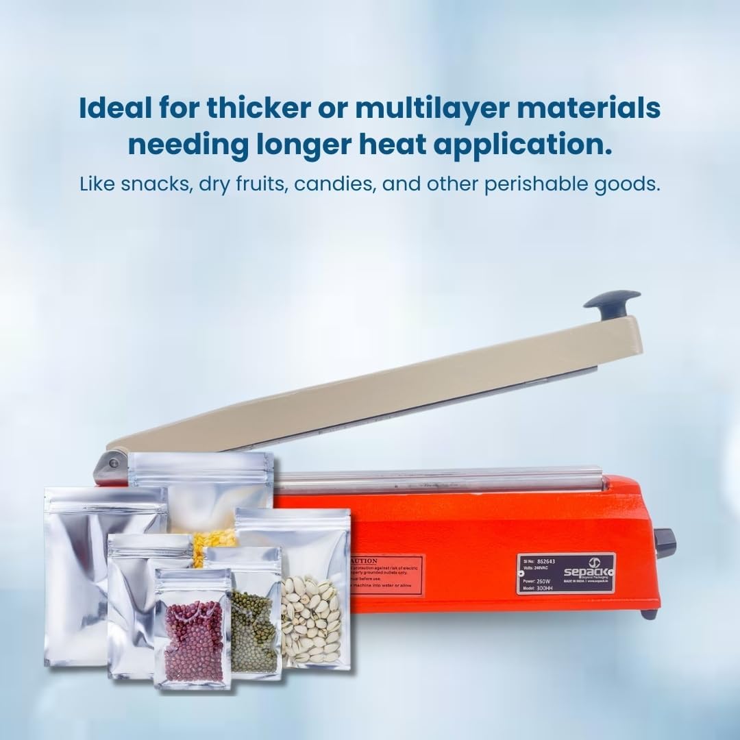 UNIVERSAL SEAL 12 Inch Hot Bar Type Hand Sealer Machine for Silver & Laminated Pouches | Portable Manual Heat Sealing Tool for Plastic Bags | Heavy Du - Image 4