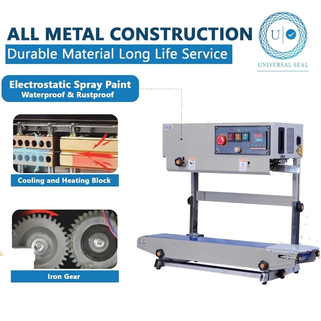 UNIVERSAL SEAL FR-900 MS Continuous Band Sealer – Heavy Duty Vertical Automatic Sealing Machine for Pouches & Bags | Mild Steel Packaging Machine for  - Image 2