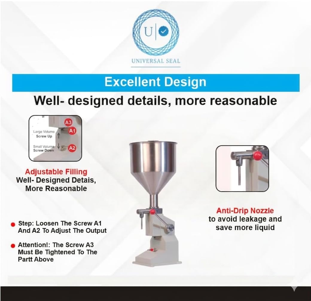 UNIVERSAL SEAL Manual Filling Machine Filling 5-50ml Filling Bottler Filler(A03) - Image 5