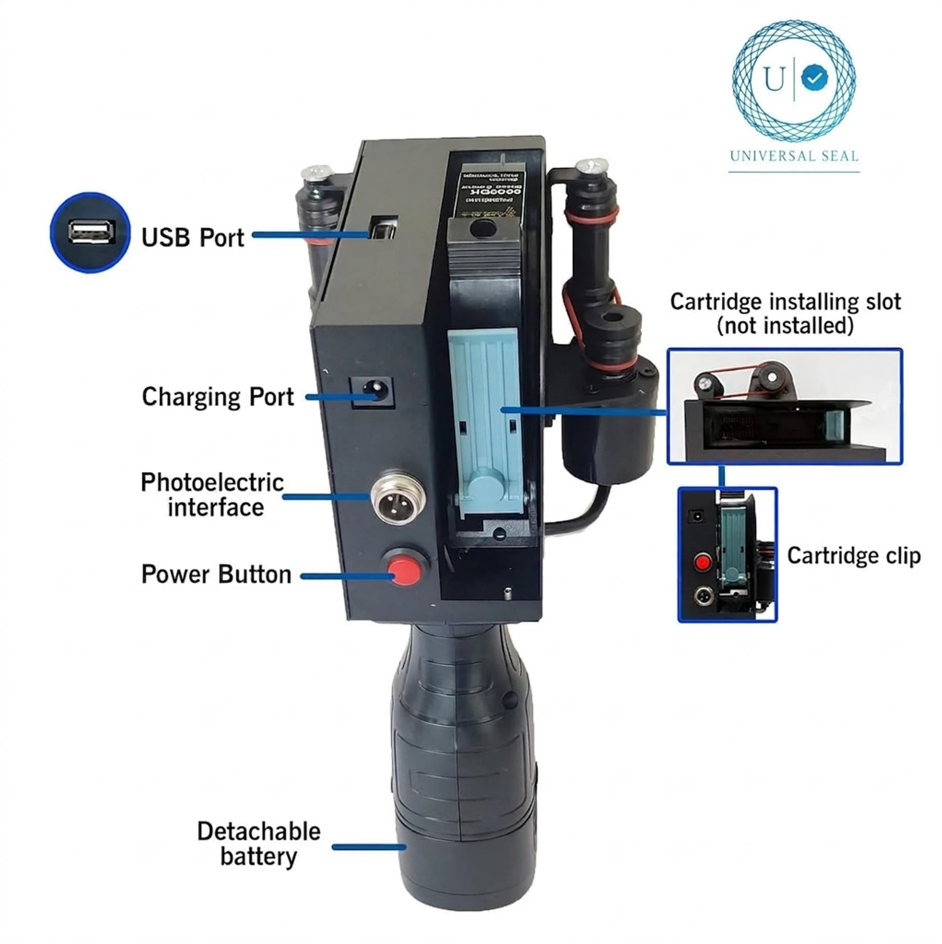 UNIVERSAL SEAL 25.4mm Handheld Thermal Inkjet Printer | Portable Date, Batch, Barcode & QR Code Printing Machine | High-Resolution Coder for Packaging - Image 3