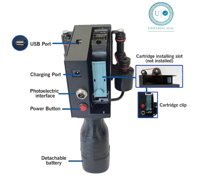 UNIVERSAL SEAL High Speed 12.7mm Plastic Body TIJ Printer | Portable Batch Coding Machine (With Cartridge)  - Image 3