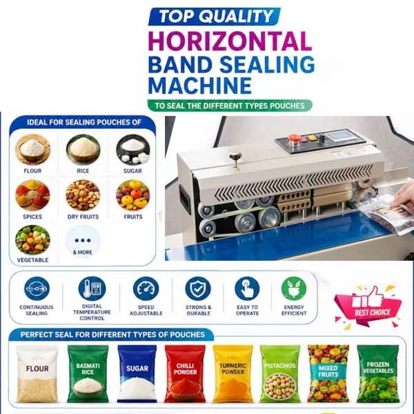 UNIVERSAL SEAL Premium SS Continuous Band Sealer Machine | 750W Heavy-Duty Stainless Steel Automatic Pouch Sealer - Image 4