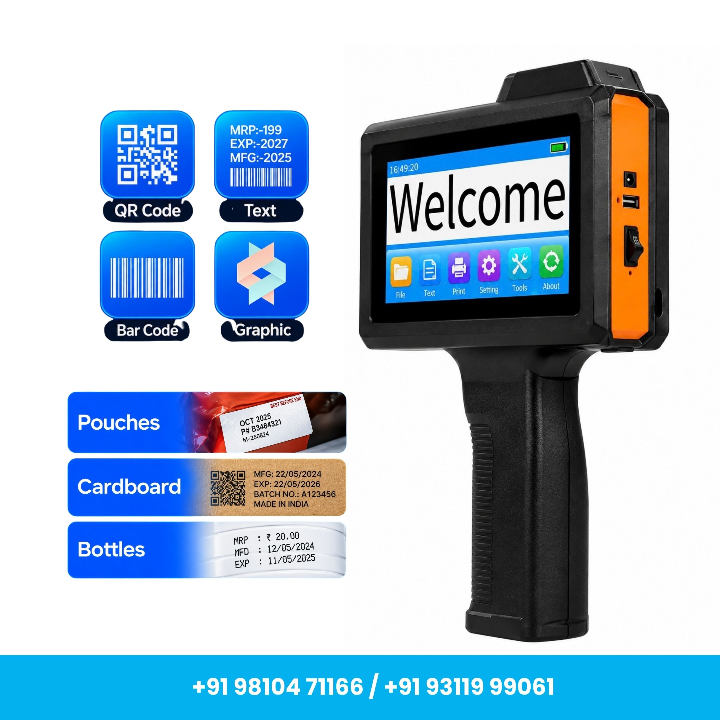 Advanced Lightweight Handheld TIJ Batch Coding Printer with Cartridge