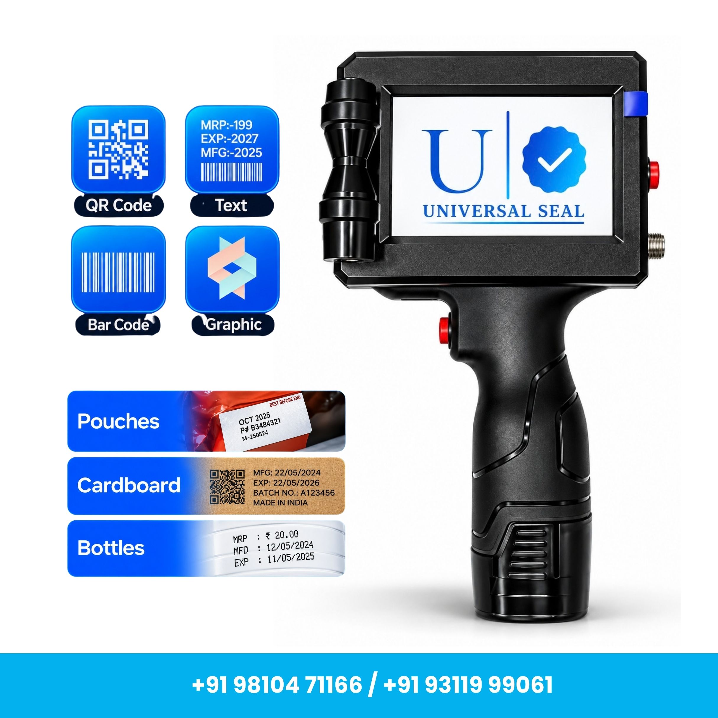 25.4mm Heavy Duty Plastic Body Handheld TIJ Inkjet Printer with Cartridge - Image 3