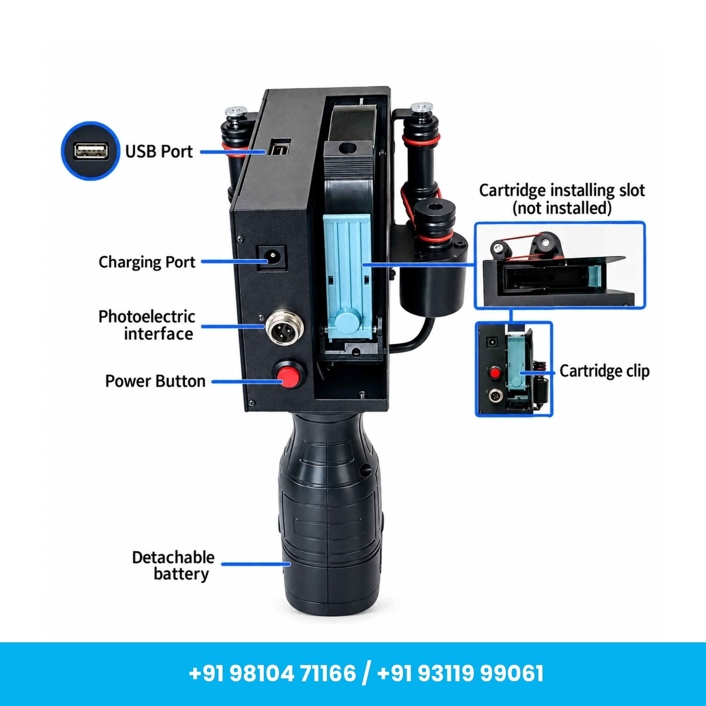 25.4mm Heavy Duty Plastic Body Handheld TIJ Inkjet Printer with Cartridge - Image 2