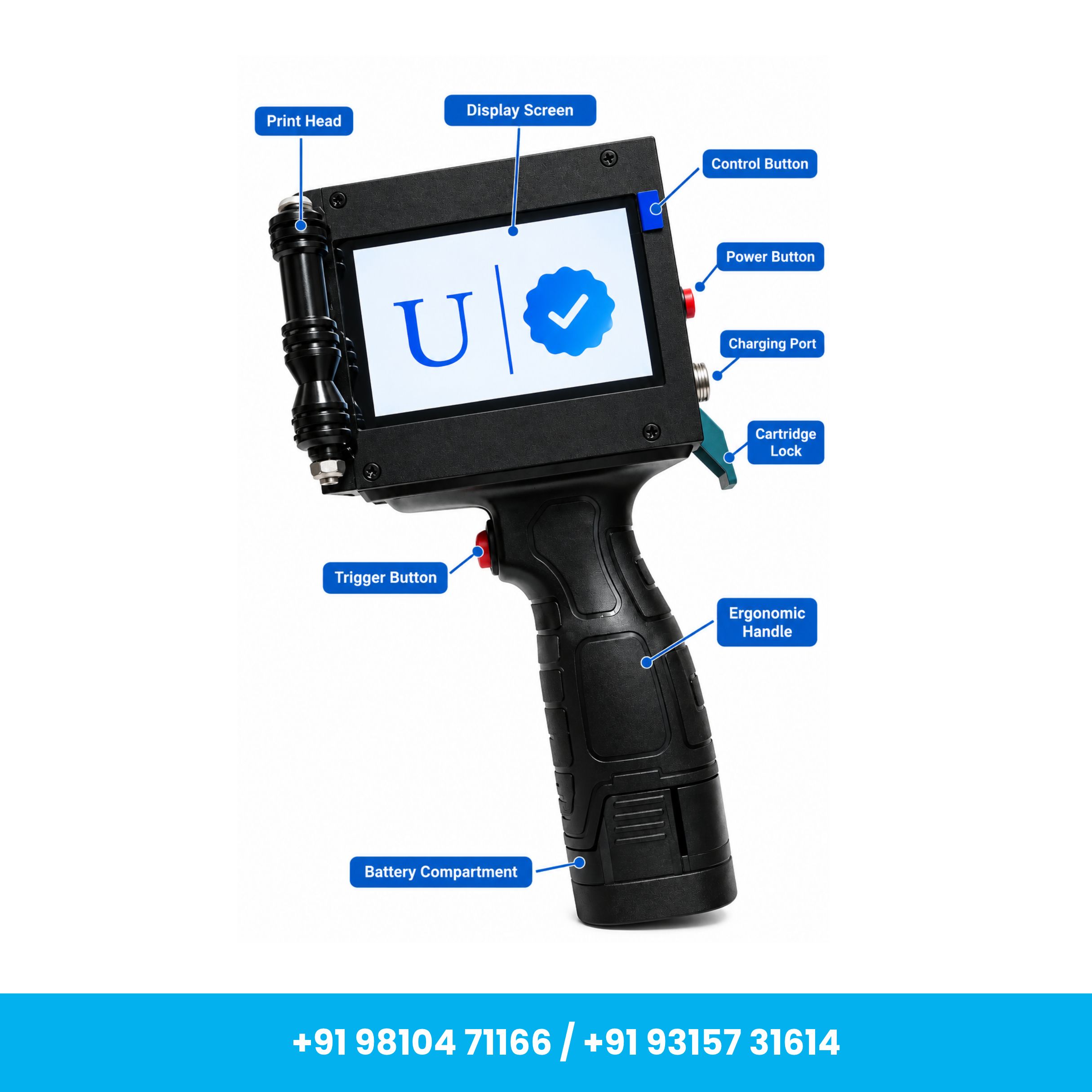 25.4mm Metal Body without Cartridge Handheld Inkjet Printer for MRP, Date, Batch Coding - Image 6