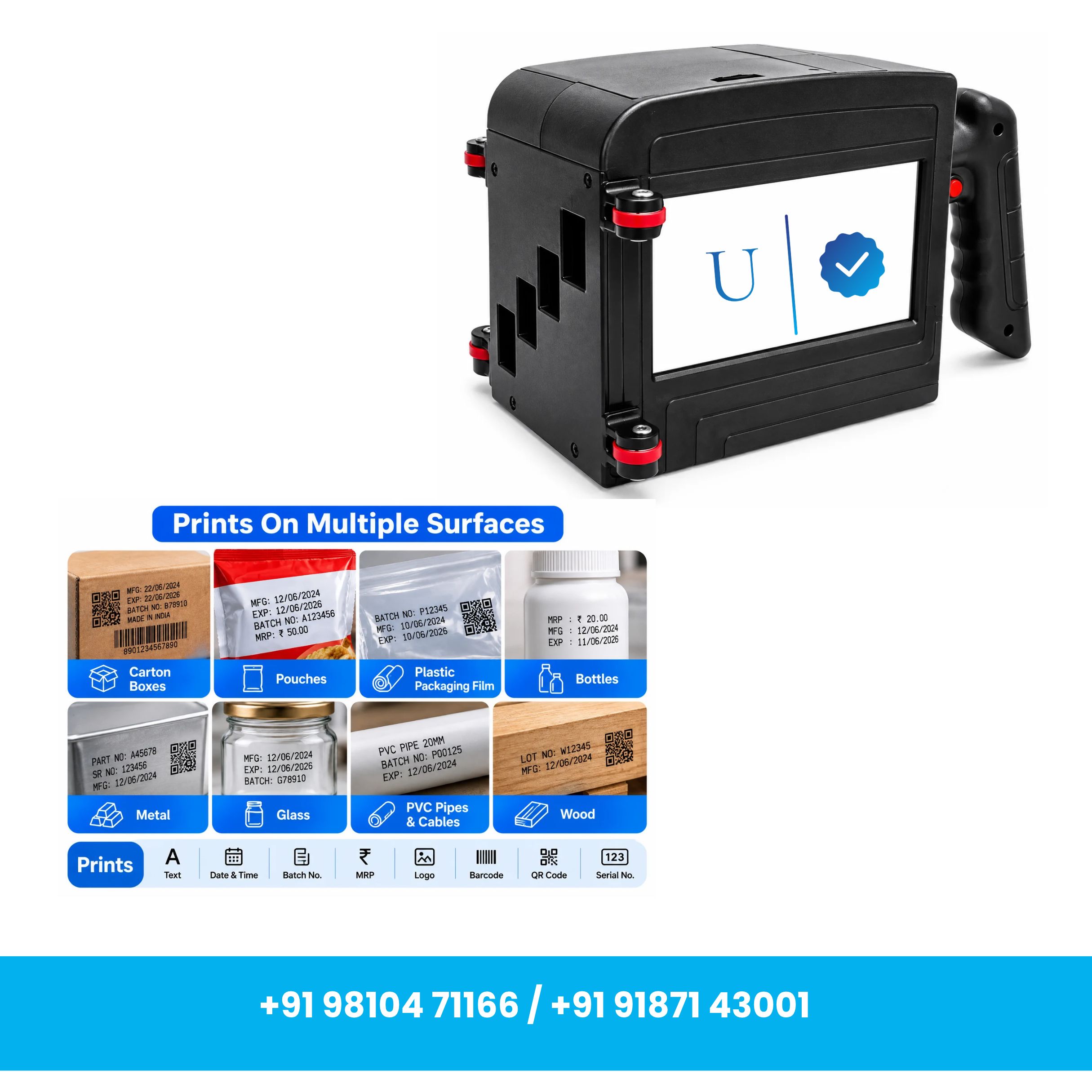 Universal Seal 4-Inch (100 mm) Industrial Handheld TIJ Inkjet Printer – Includes 4 × 1-Inch (25.4 mm) Black Solvent-Based Ink Cartridges - Image 5