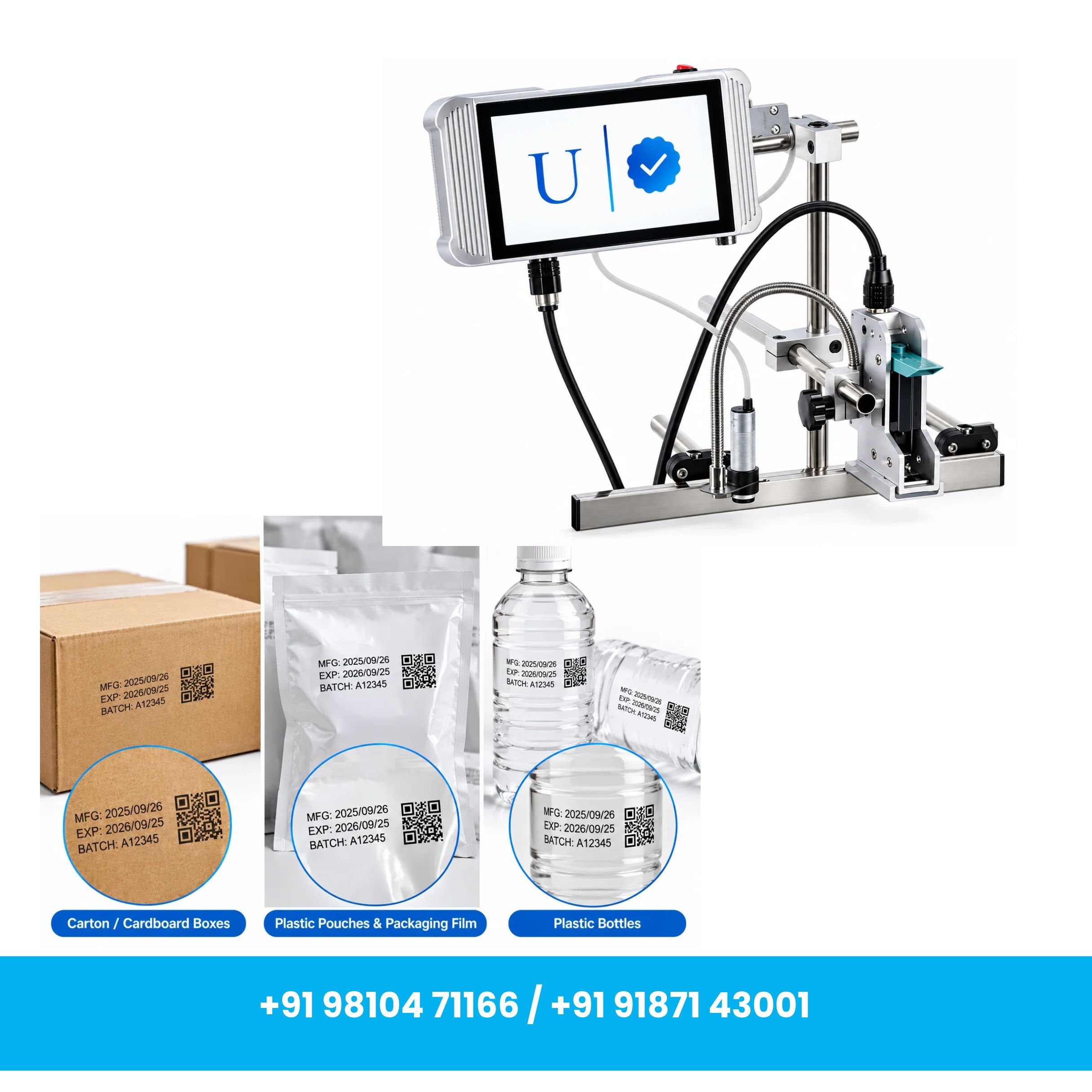 7 Inches Screen Size Online Printer with 12.7mm Printing Head, with Solvent Based Cartridge (Stands Included) - Image 4