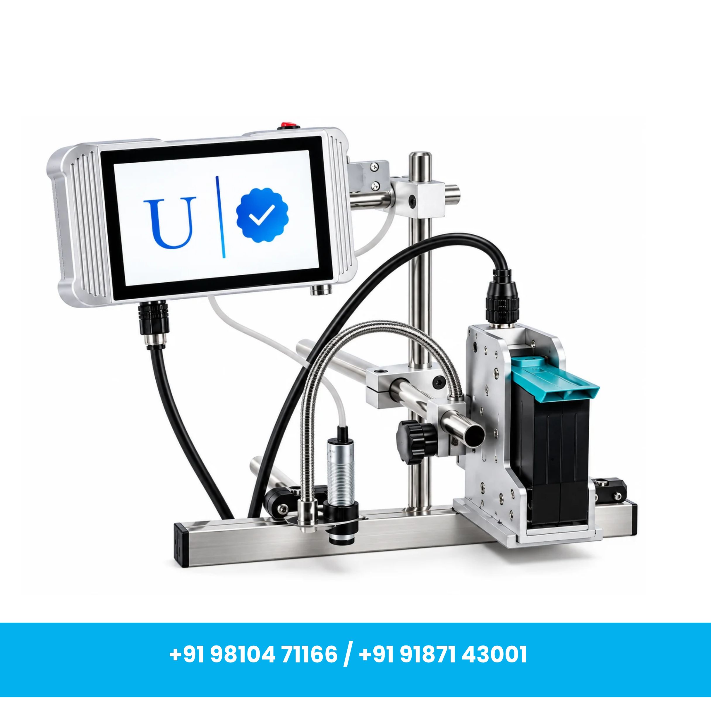 7 Inches Screen Size Online Printer with 25.4 mm Printing Head, with Solvent Based Cartridge (Stands Included)