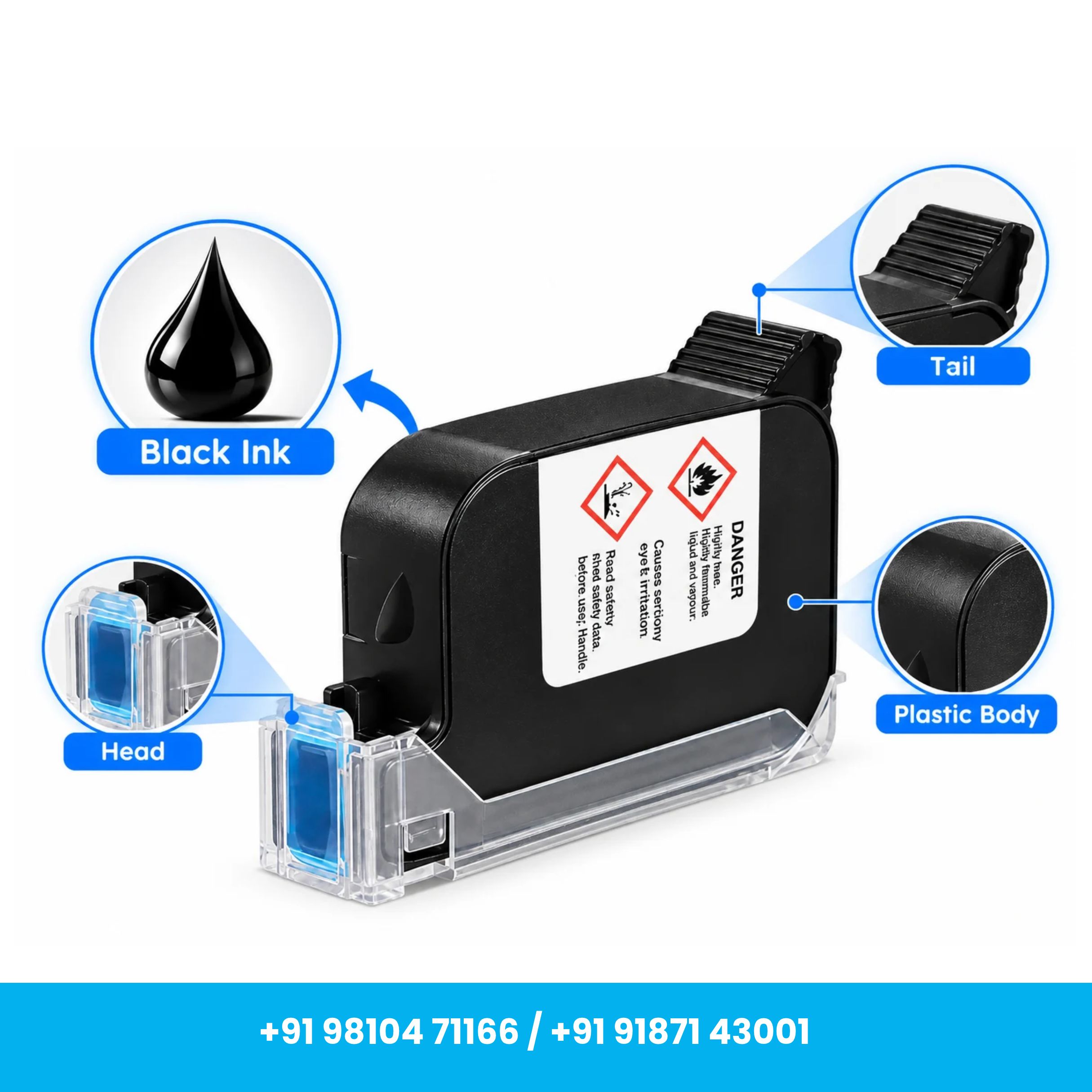 Universal Seal Premium Black Solvent Ink Cartridge 47ml – 12.7mm (0.5 Inch) TIJ - Image 3