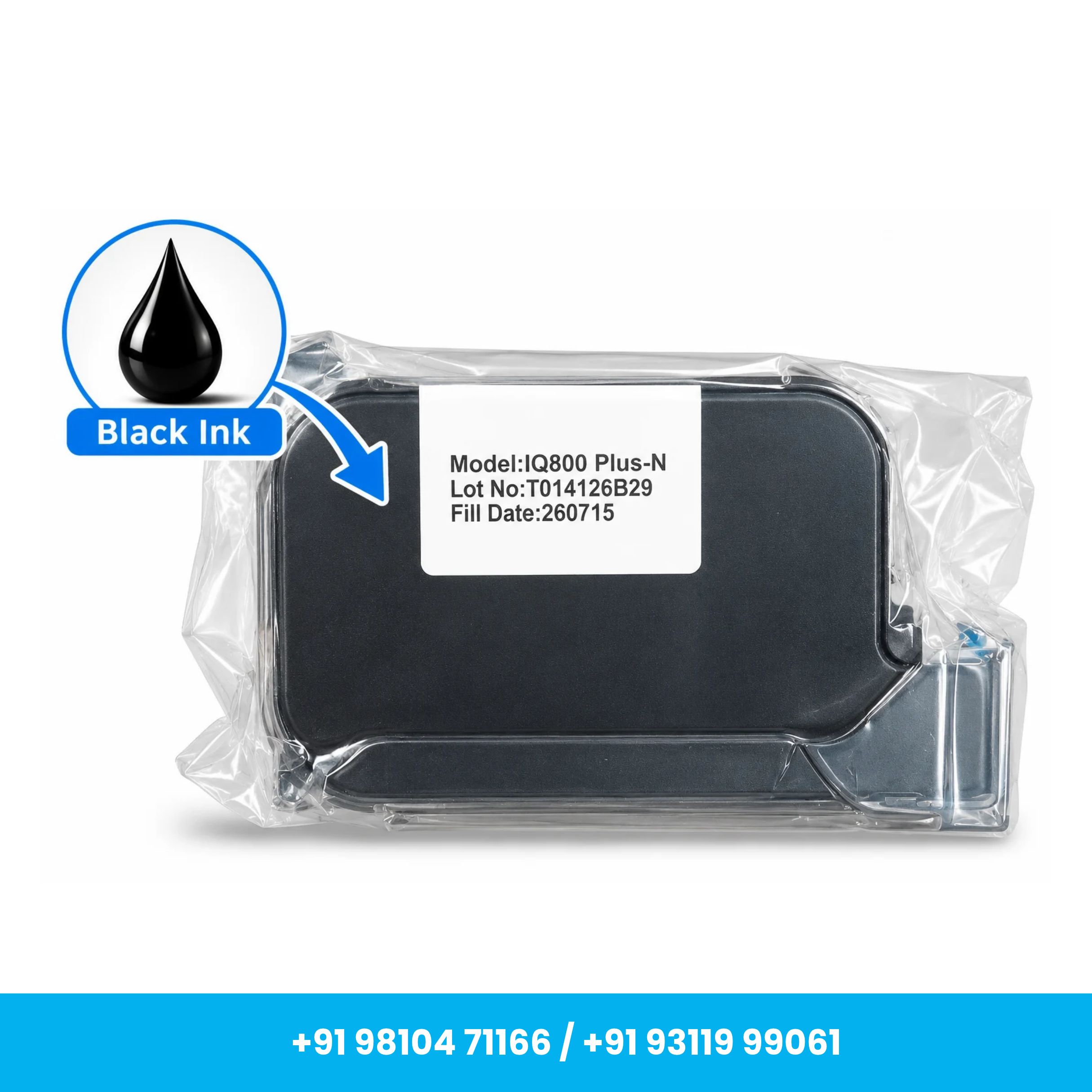 Universal Seal™ General IQ800 Plus Black Solvent Ink Cartridge – 12.7mm 42ml