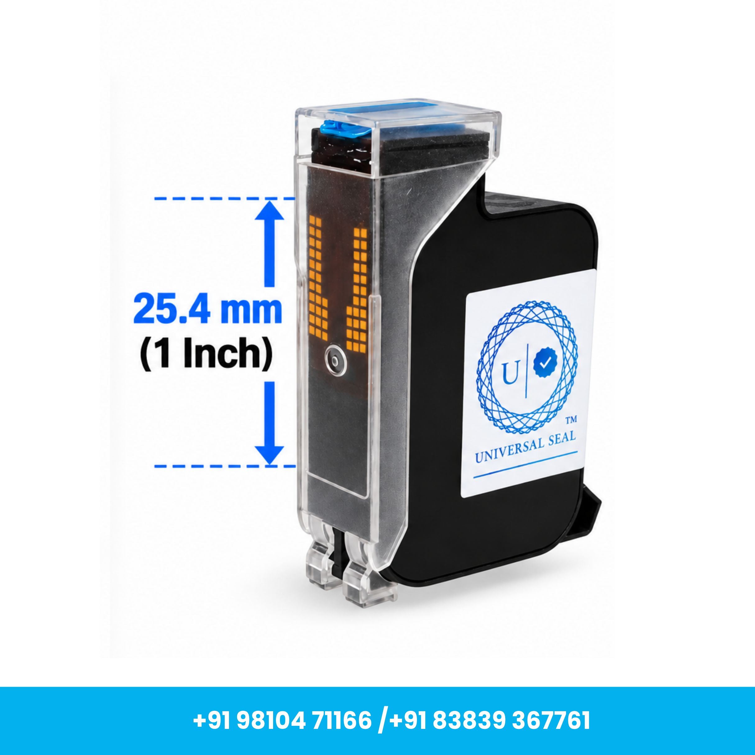 Universal Seal 1 Inch 25.4mm Black Solvent TIJ Ink Cartridge - Image 3