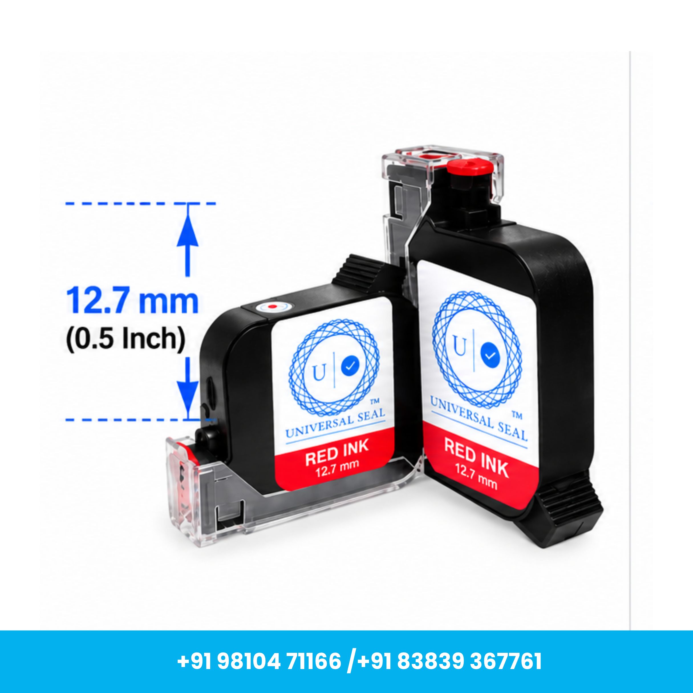 Universal Seal™ Red 0.5 Inch 12.7mm Quick-Dry Solvent TIJ Ink Cartridge - Image 3