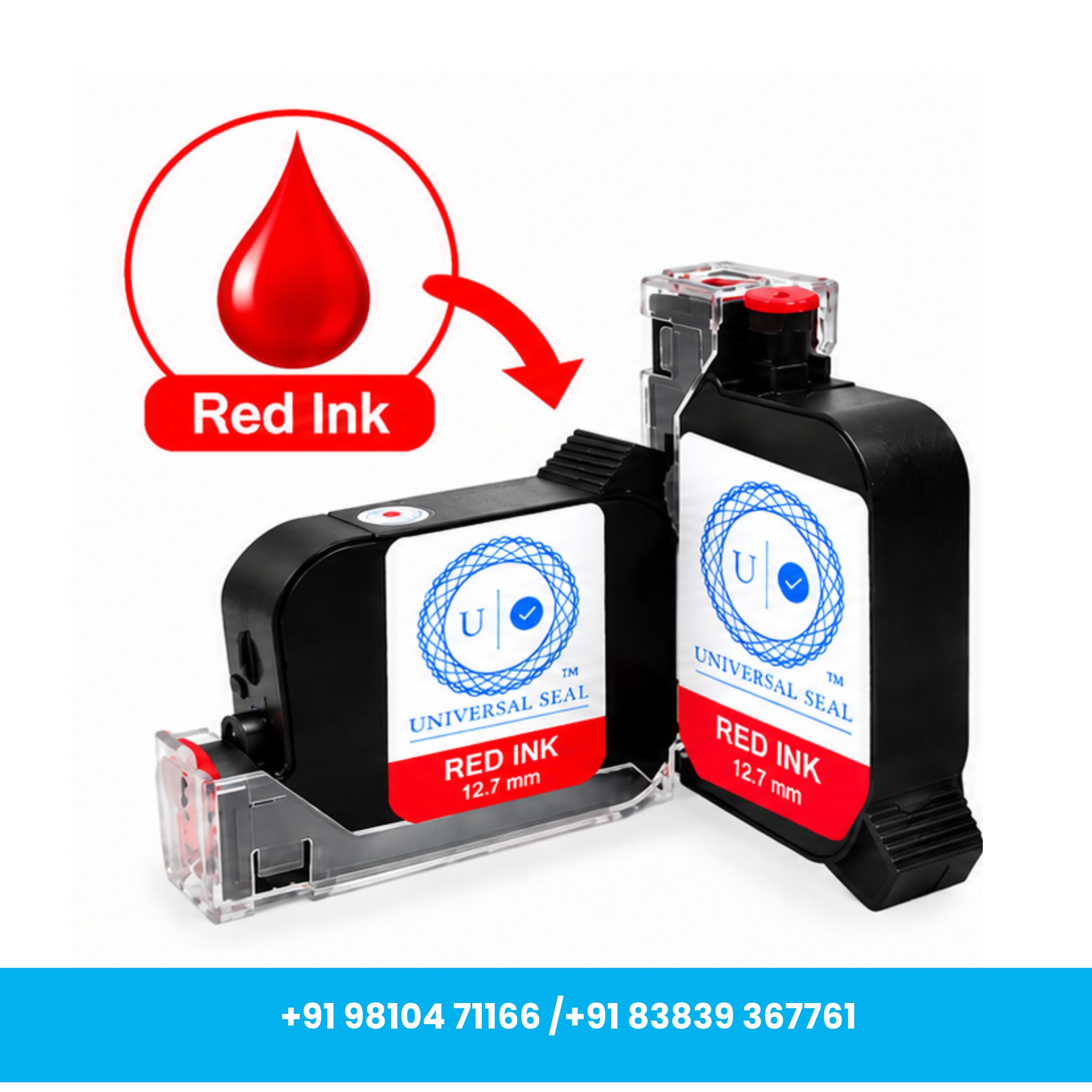 Universal Seal™ Red 0.5 Inch 12.7mm Quick-Dry Solvent TIJ Ink Cartridge - Image 2