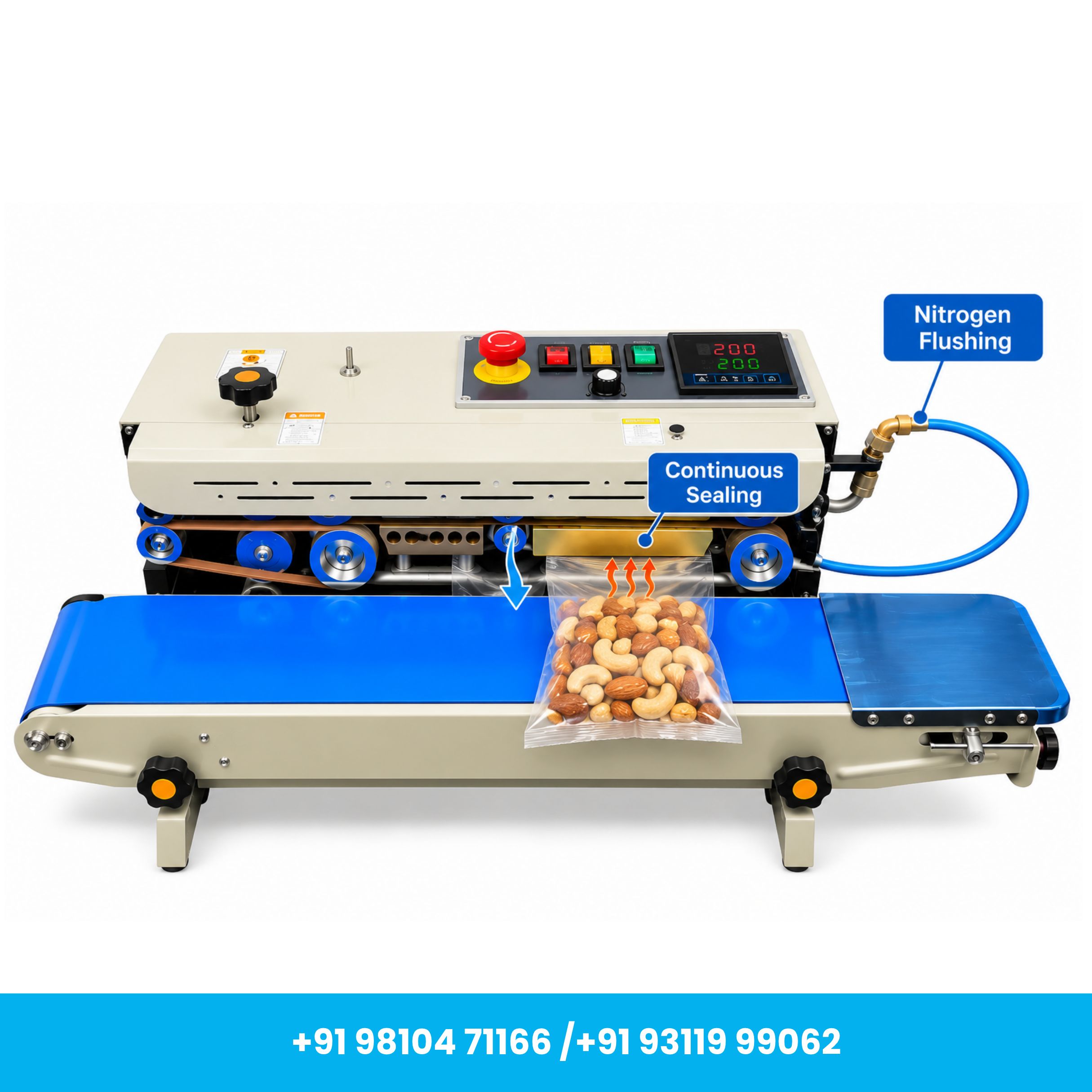Universal Seal™ Heavy Duty Horizontal MS Continuous Band Sealer with Nitrogen Flushing Kit - Image 4