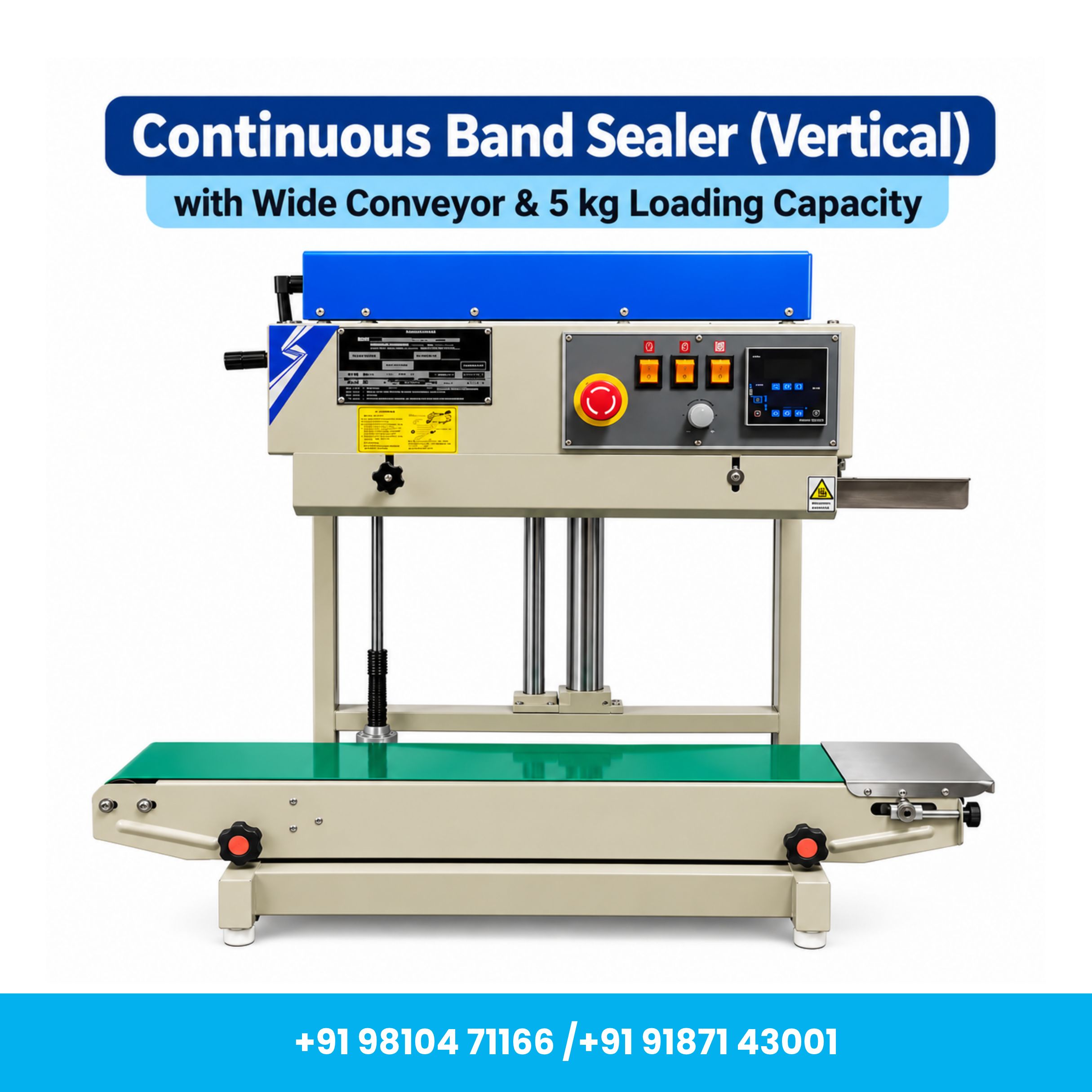 Universal Seal™ Heavy Duty Vertical Continuous Band Sealer with Wide Conveyor – 5Kg Loading Capacity - Image 2