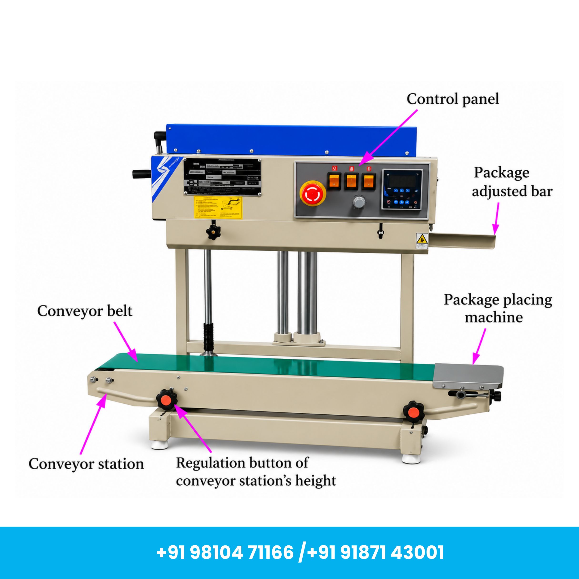 Universal Seal™ Heavy Duty Vertical Continuous Band Sealer with Wide Conveyor – 5Kg Loading Capacity - Image 3