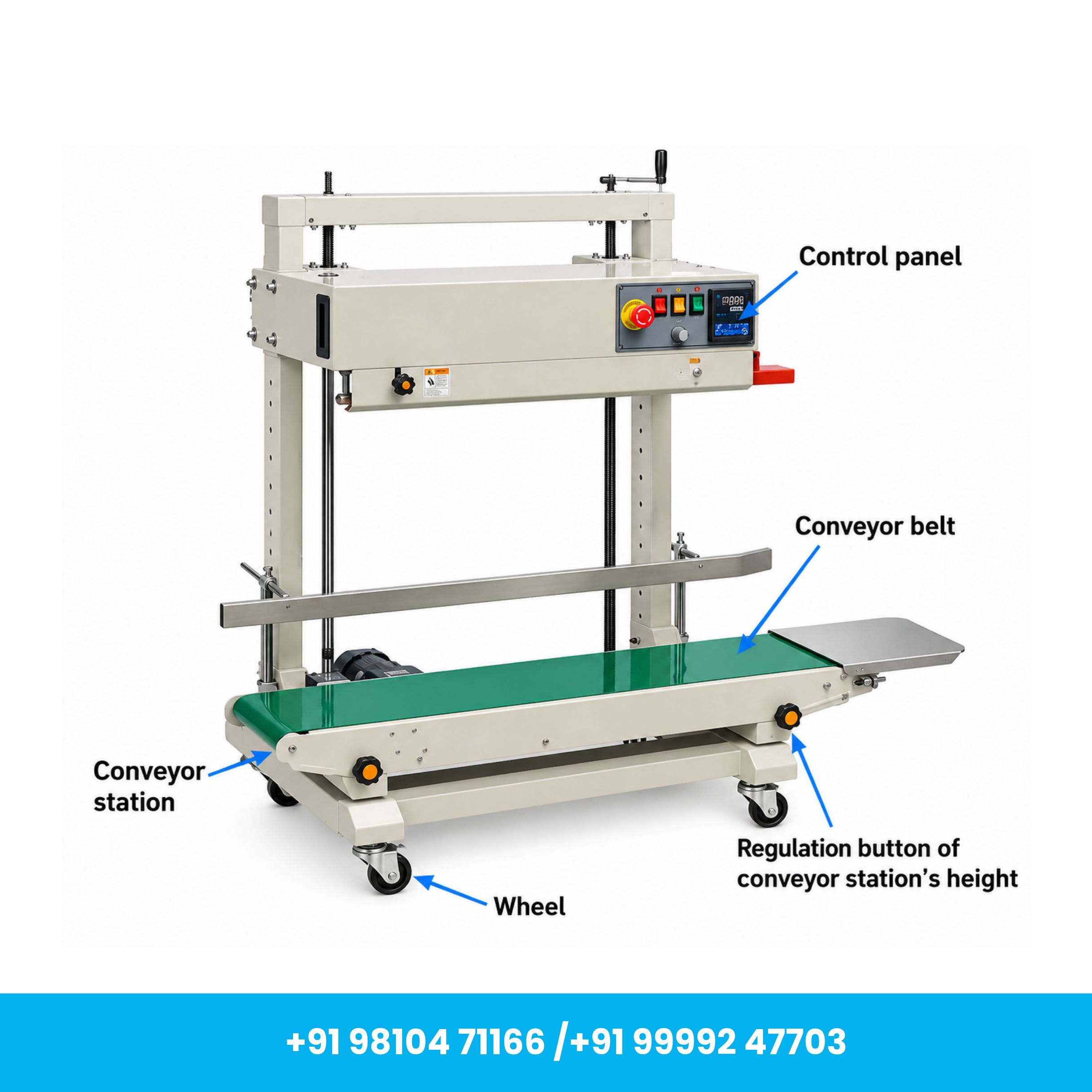 FR1100V Heavy Duty 10/15Kg Vertical Continuous Band Sealer Machine – 800W - Image 2