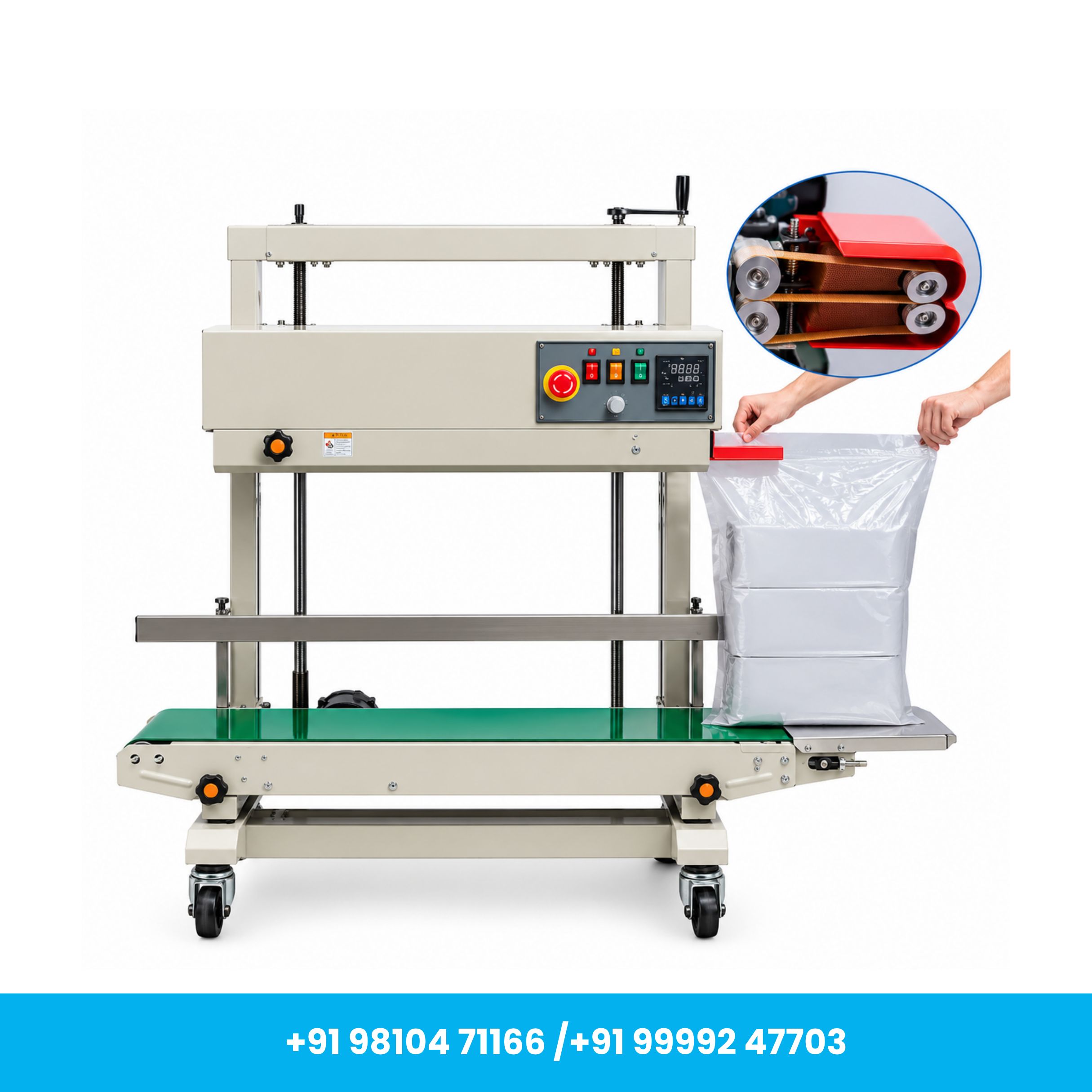 FR1100V Heavy Duty 10/15Kg Vertical Continuous Band Sealer Machine – 800W - Image 3