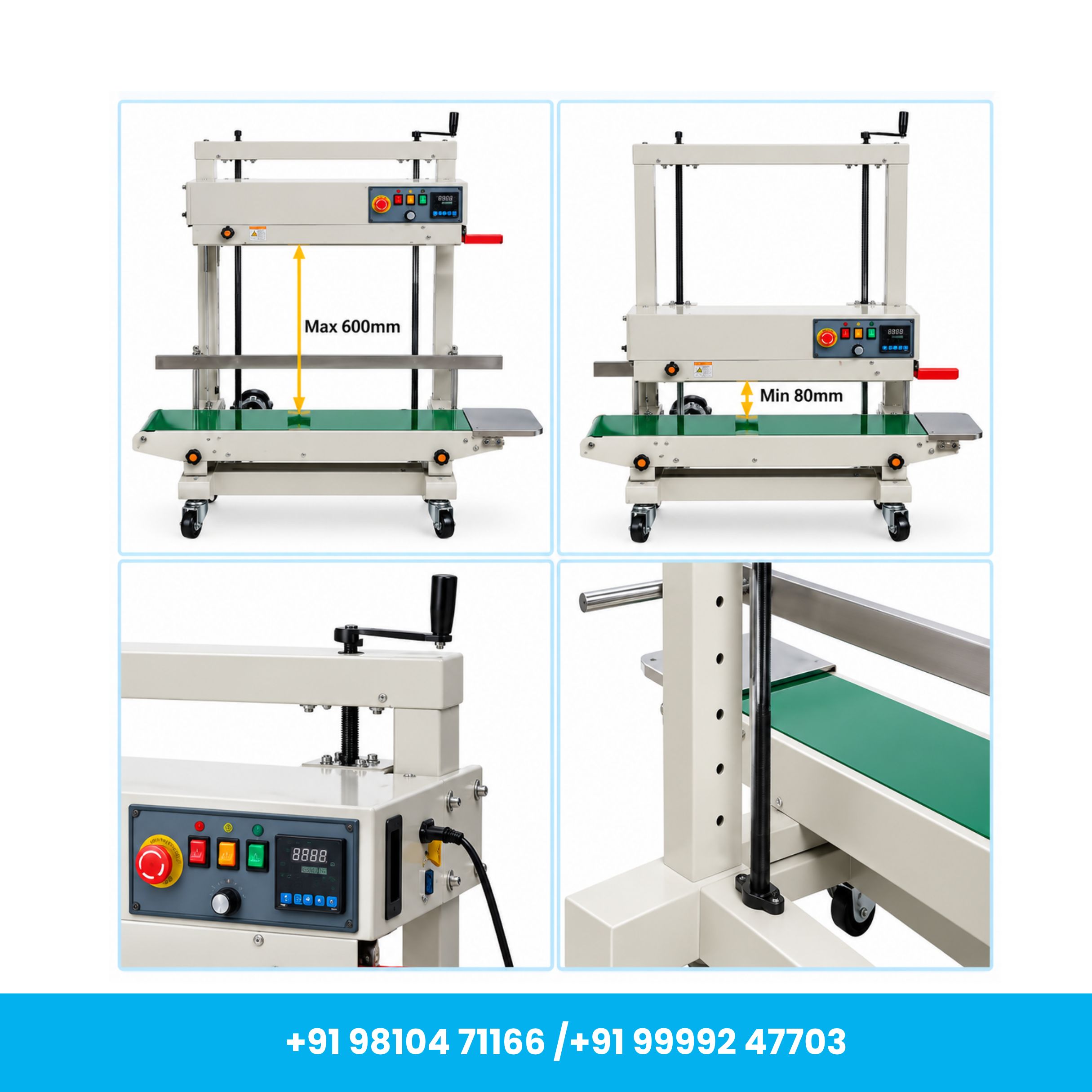 FR1100V Heavy Duty 10/15Kg Vertical Continuous Band Sealer Machine – 800W - Image 4