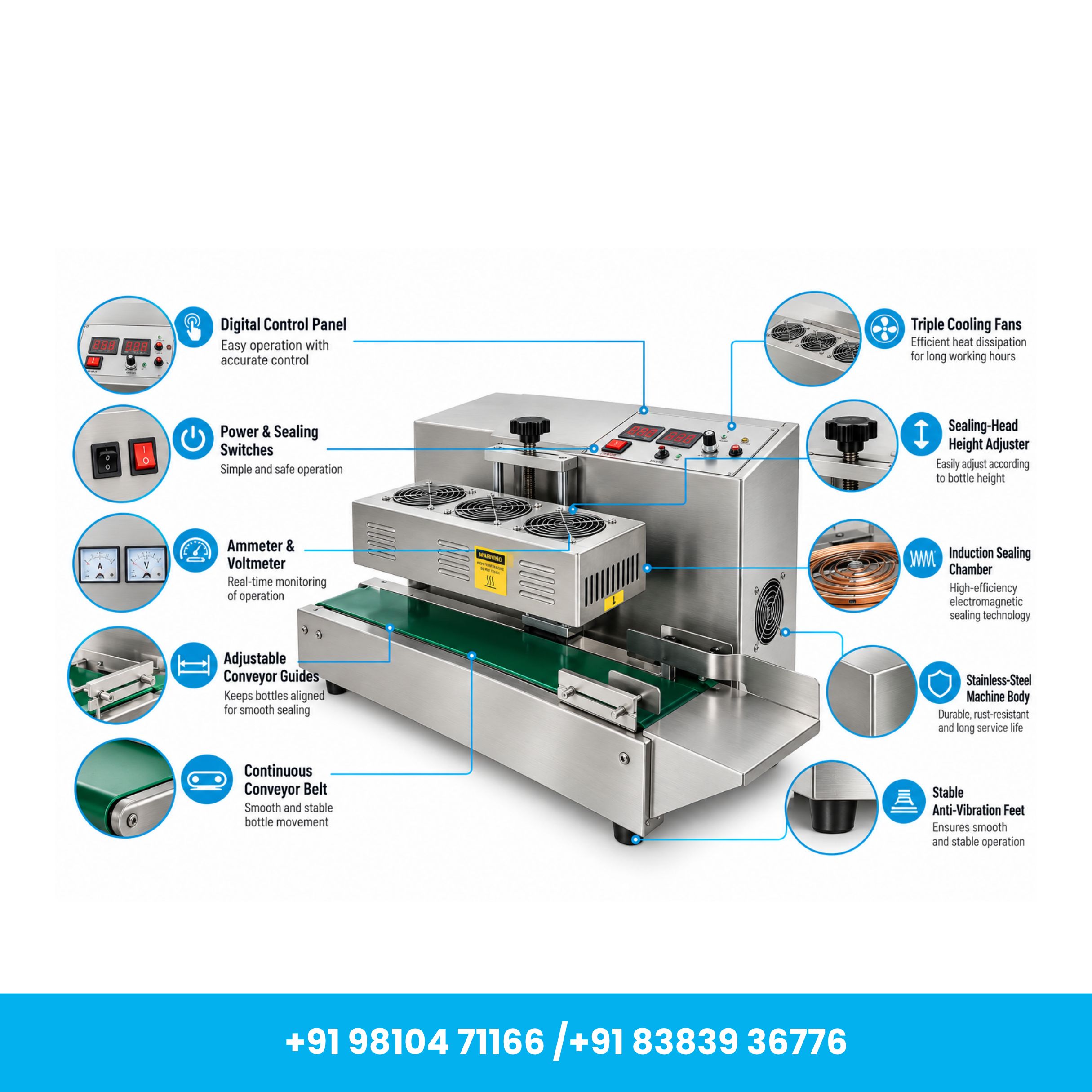 Universal Seal™ LX-2000 Heavy Duty Automatic Induction Sealing Machine – 20 to 130 mm - Image 3