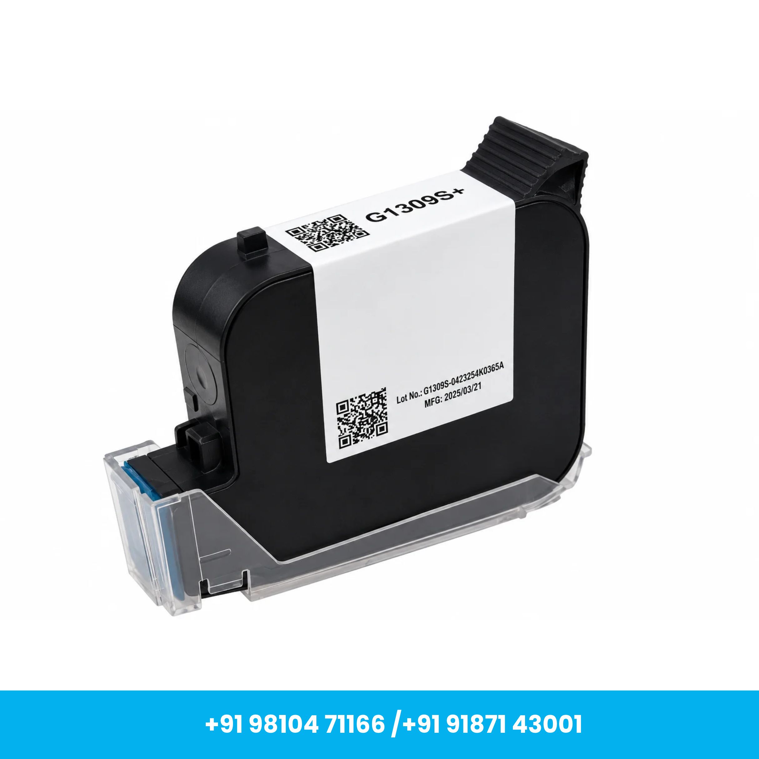 G1309S+ 25.4mm (1 Inch) Black Solvent Ink Cartridge for TIJ Printers - Image 1