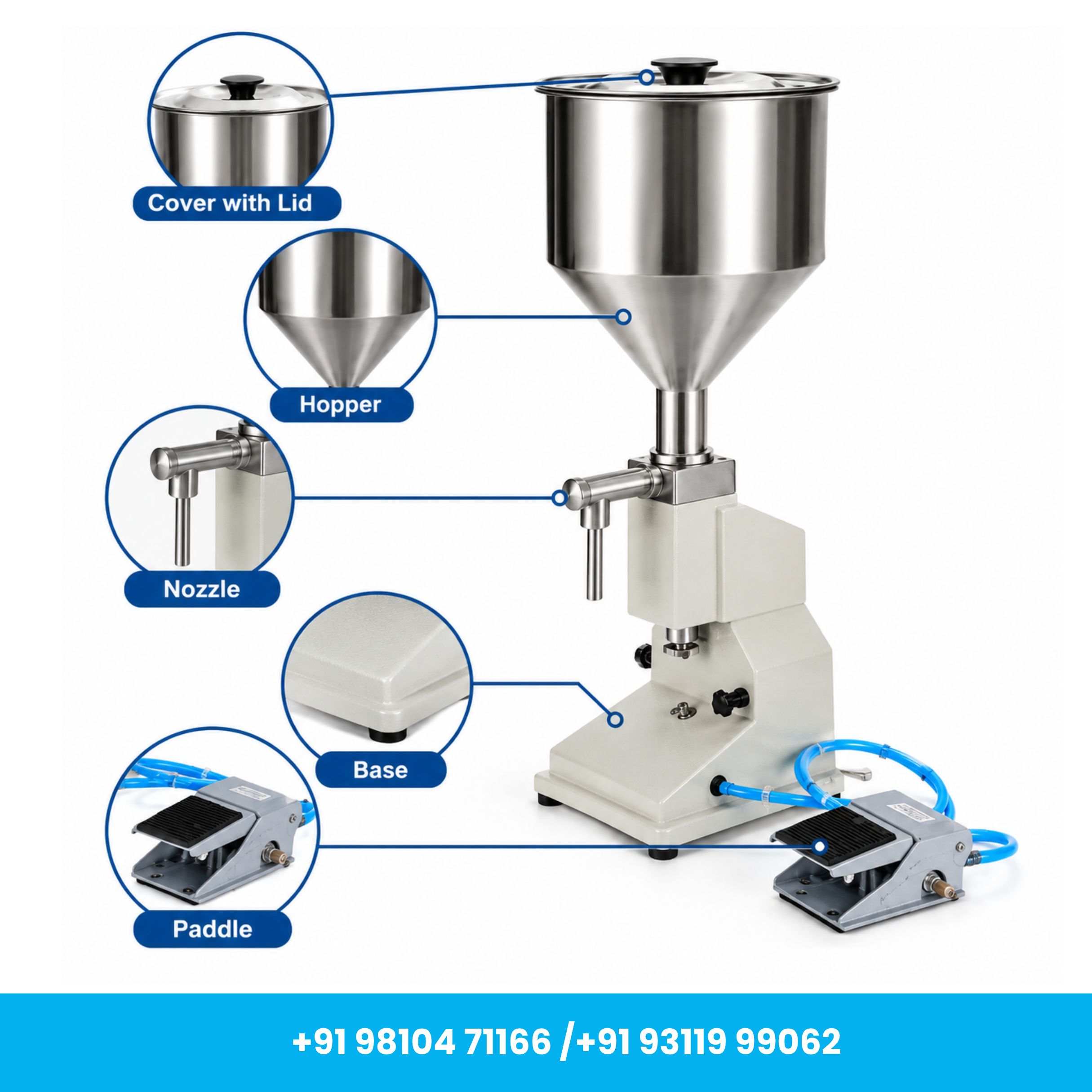 Universal Seal™ 5–50ml Semi-Automatic Pneumatic Liquid & Paste Filling Machine – Single Nozzle - Image 4