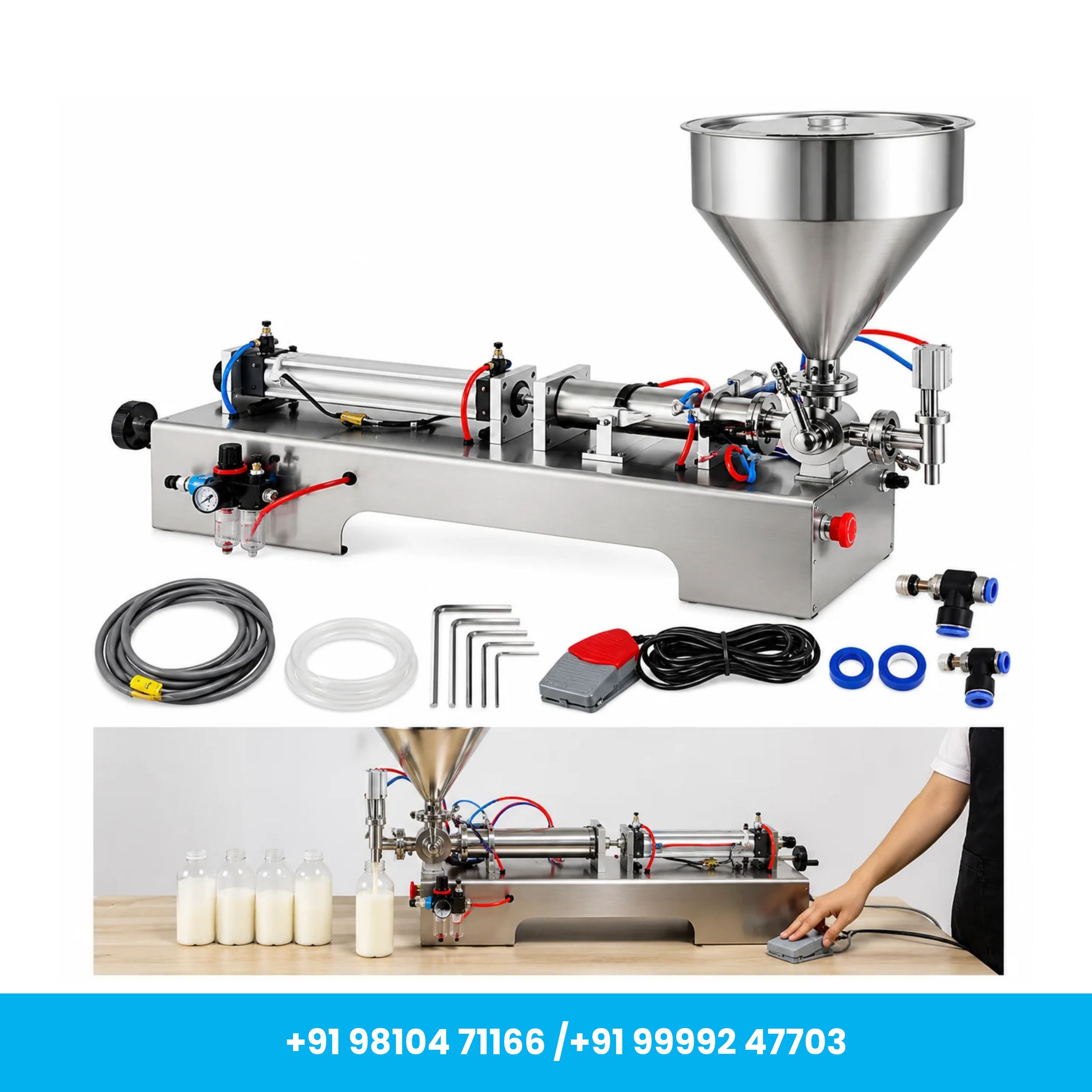 Universal Seal™ 10–100ml Pneumatic Single Nozzle Cream & Paste Filling Machine - Image 2