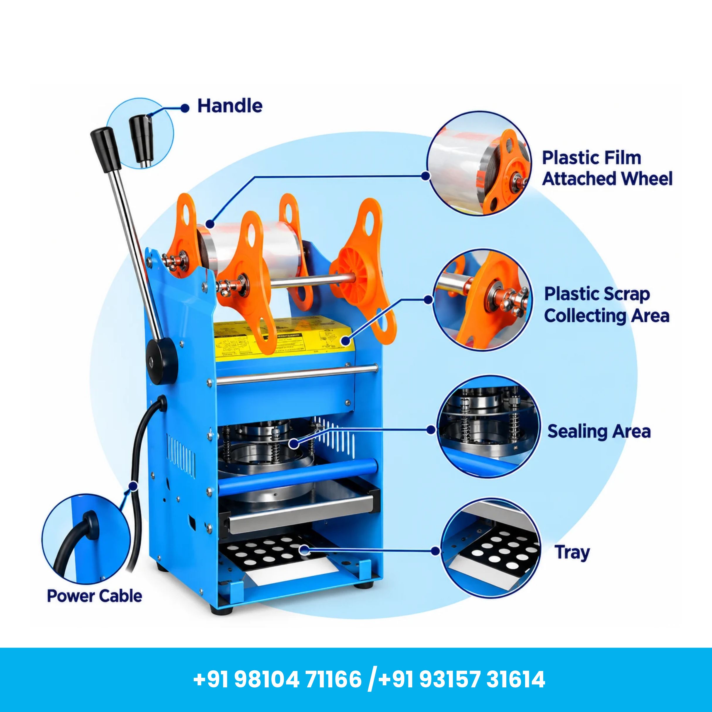 Universal Seal™ Single Cup Sealing Machine for 70mm, 75mm, 90mm & 95mm Plastic Cups - Image 4