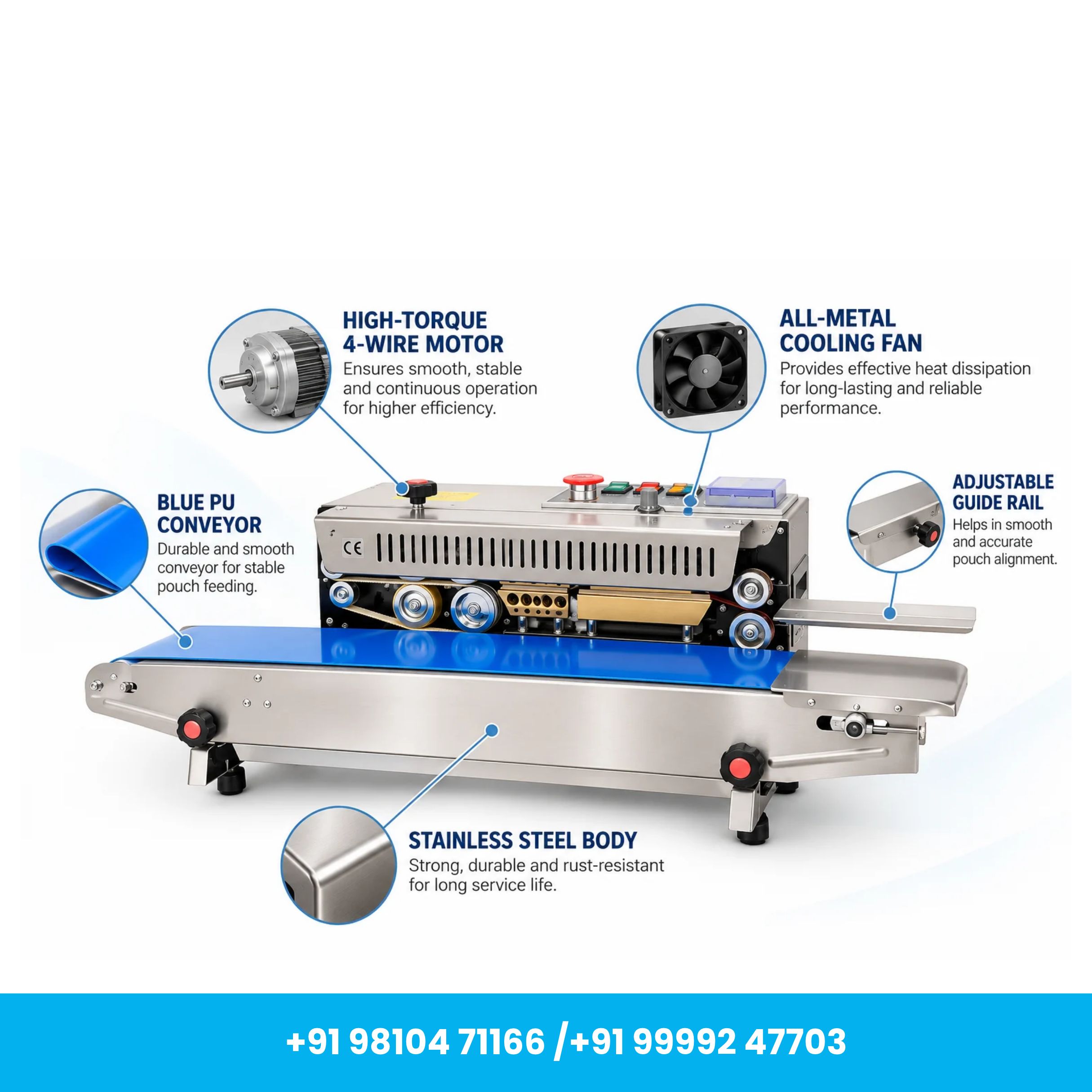 Hualian Make SS Horizontal Continuous Band Sealing Machine for Snacks, Dry Fruits & Spices - Image 3